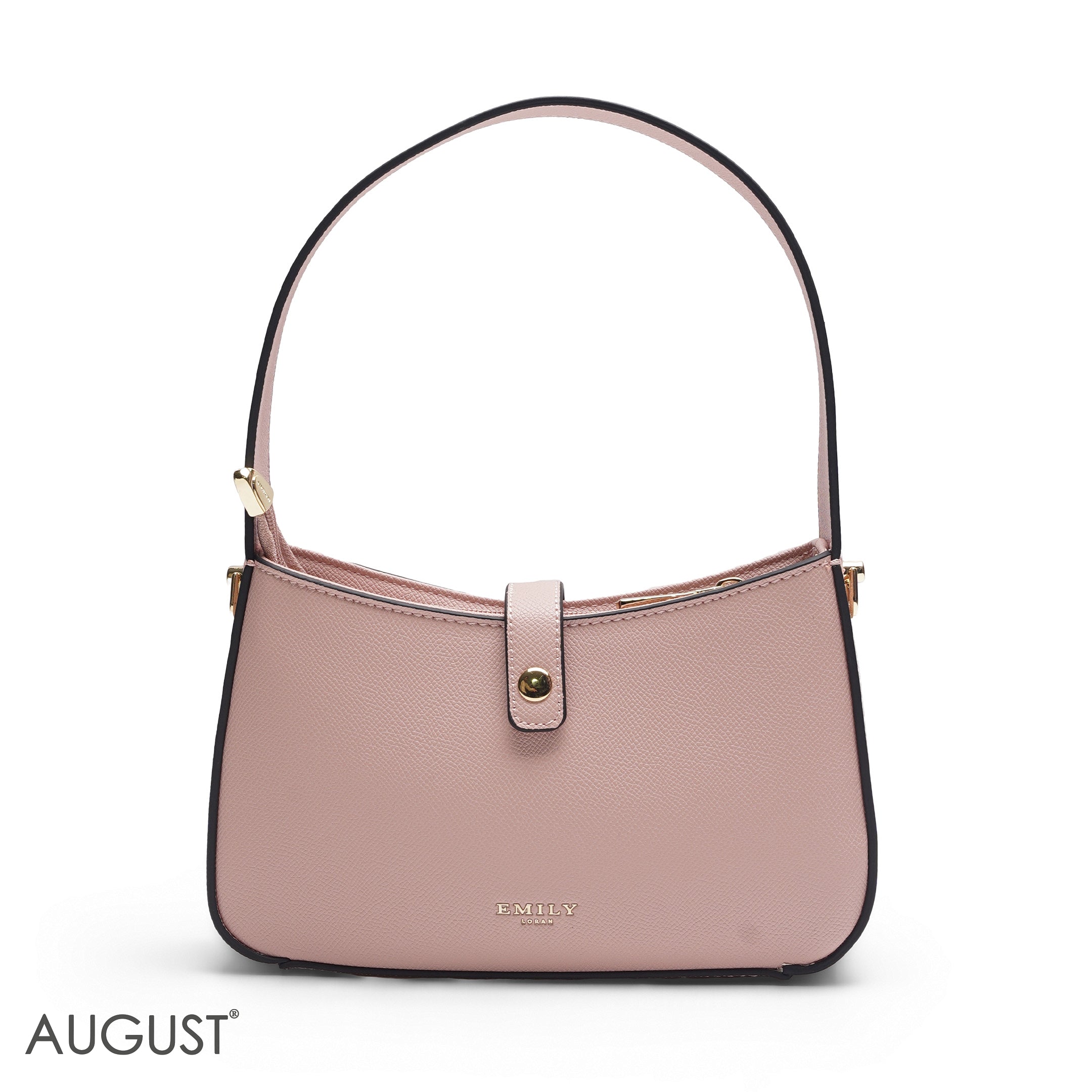NUDE PINK DAISY EMBROIDERED BAGUETTE BAG