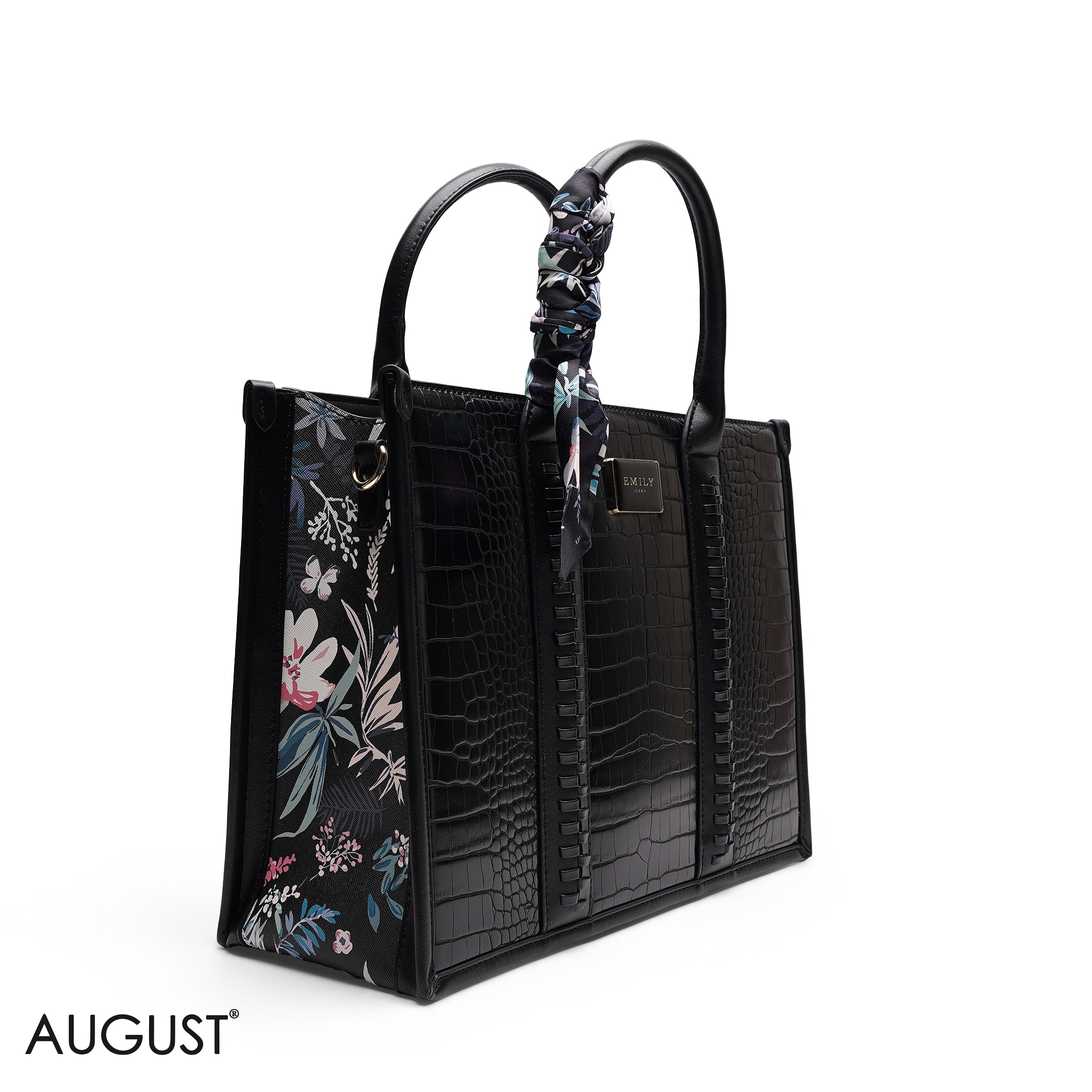 BEIGE TOTE BAG WITH SCARF AND POCKET