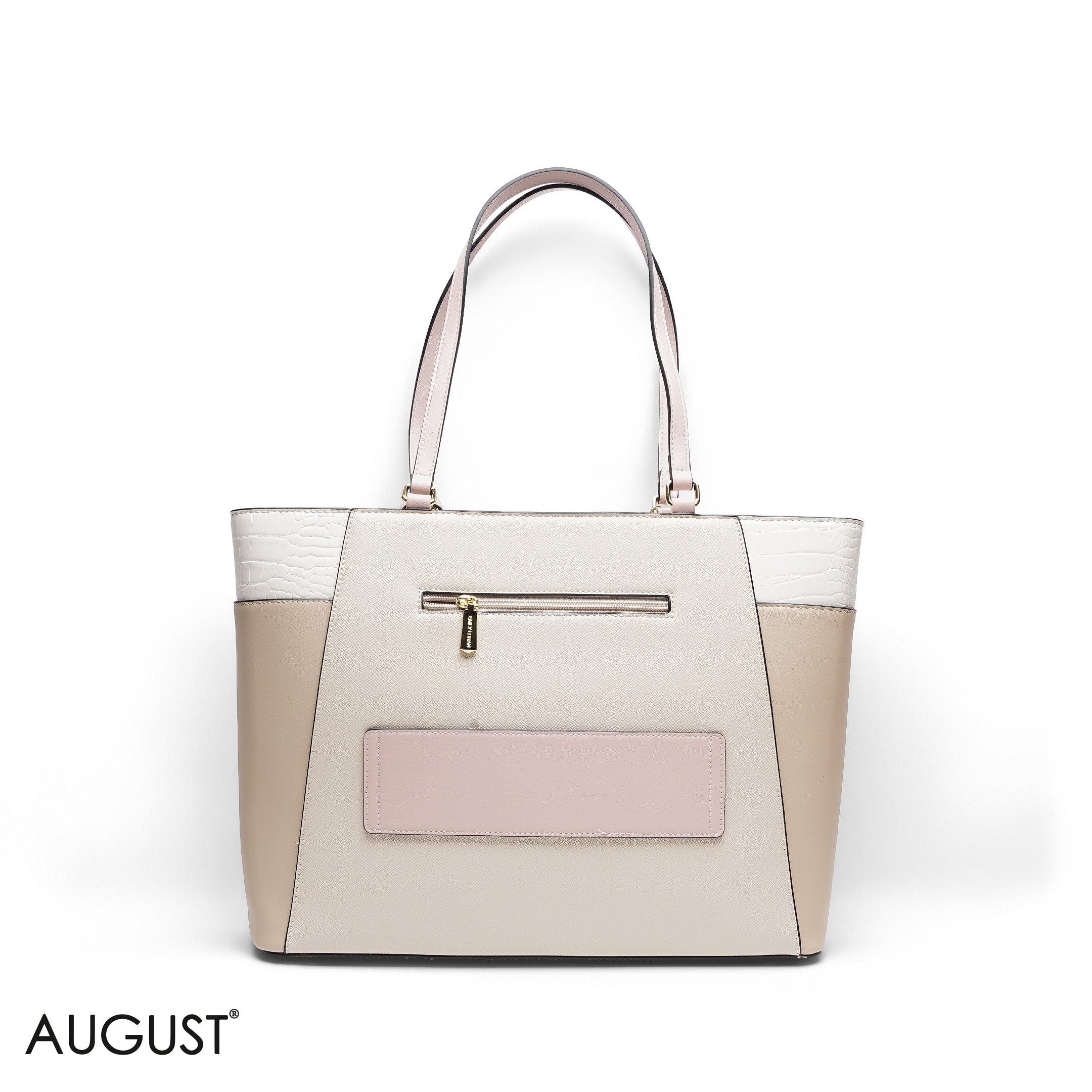 MIXED-TEXTURE PANELLED TOTE SET