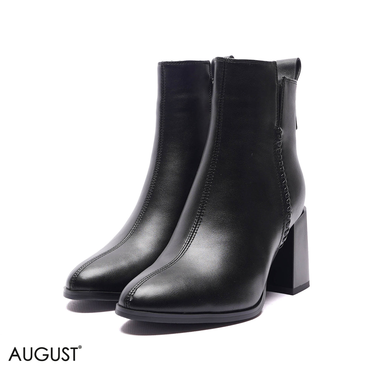 BRAIDED DETAIL BLOCK HEEL ANKLE BOOTS