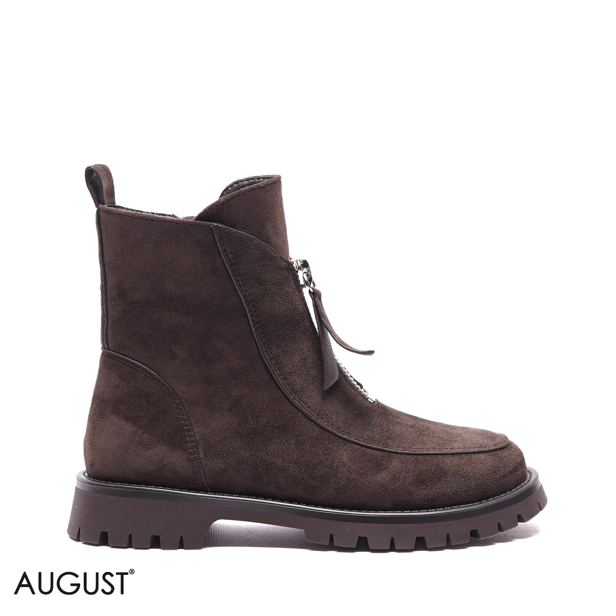 FRONT-ZIP LUG-SOLE SUEDE BOOTS