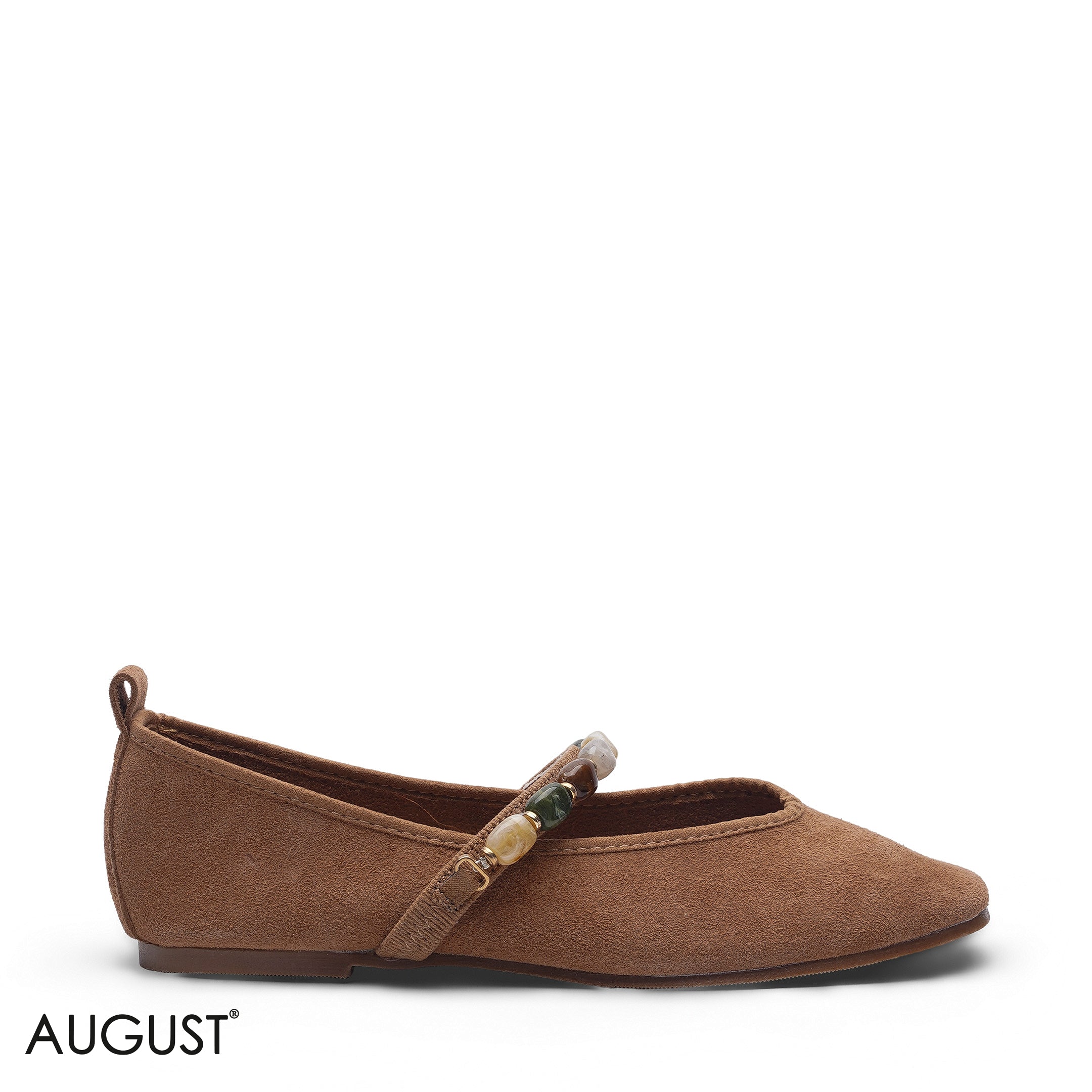 ELEGANT CLASSIC CAMEL LOAFER WITH CRYSTAL DETAIL