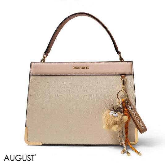 MATTE SMOOTH LEATHER HANDBAG WITH ACCESSORIES -LARGE