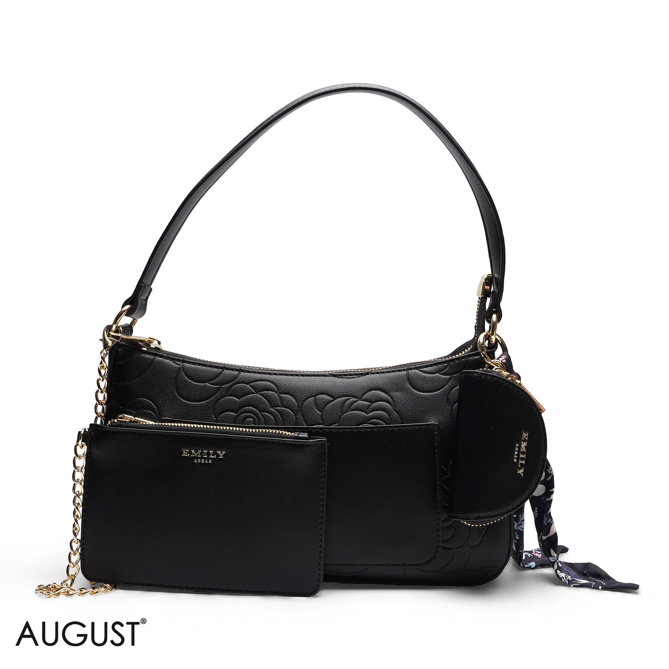 EMBOSSED MULTI-POUCH SHOULDER BAG SET
