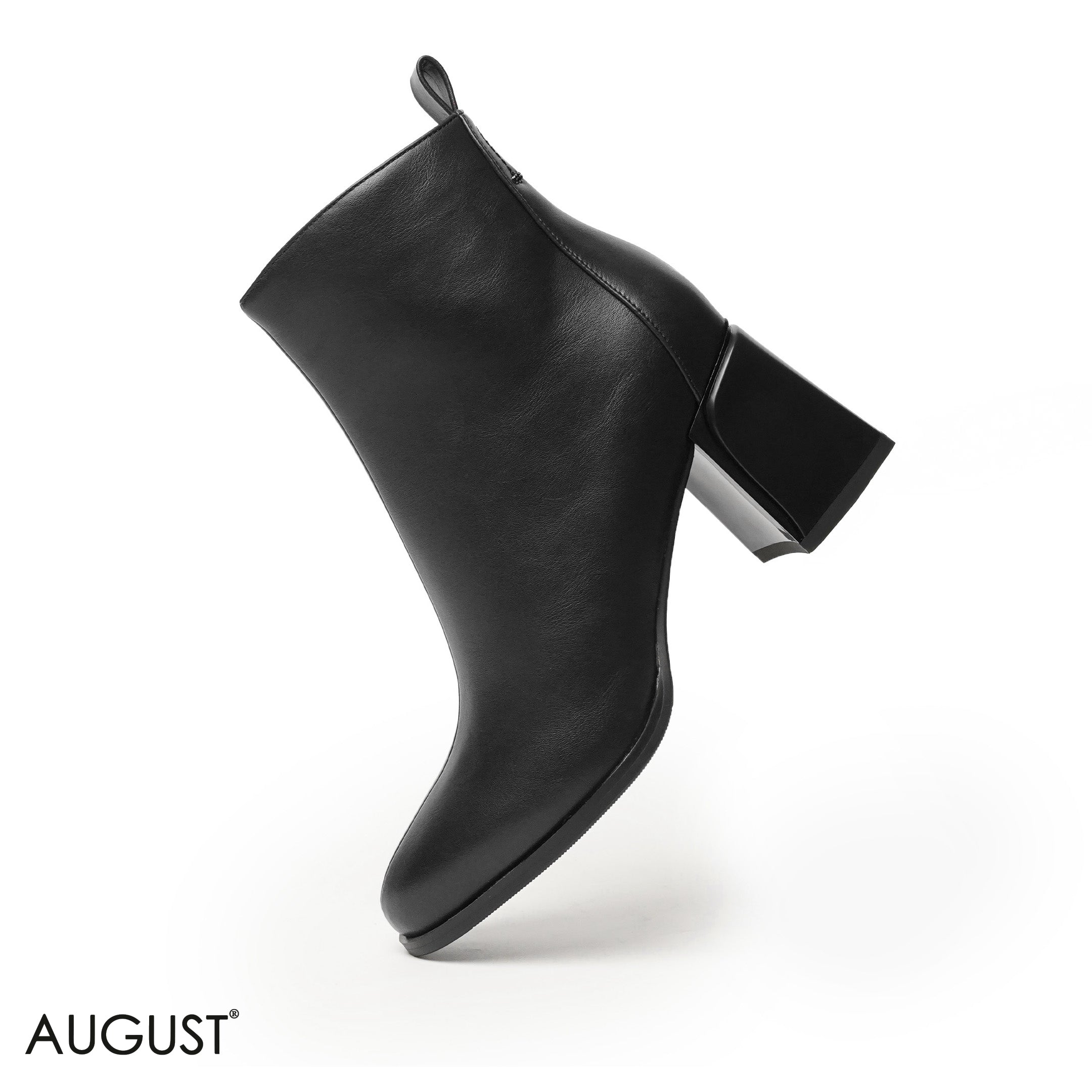 SMOOTH LEATHER HEELED BOOTS WITH SIDE ZIPPER