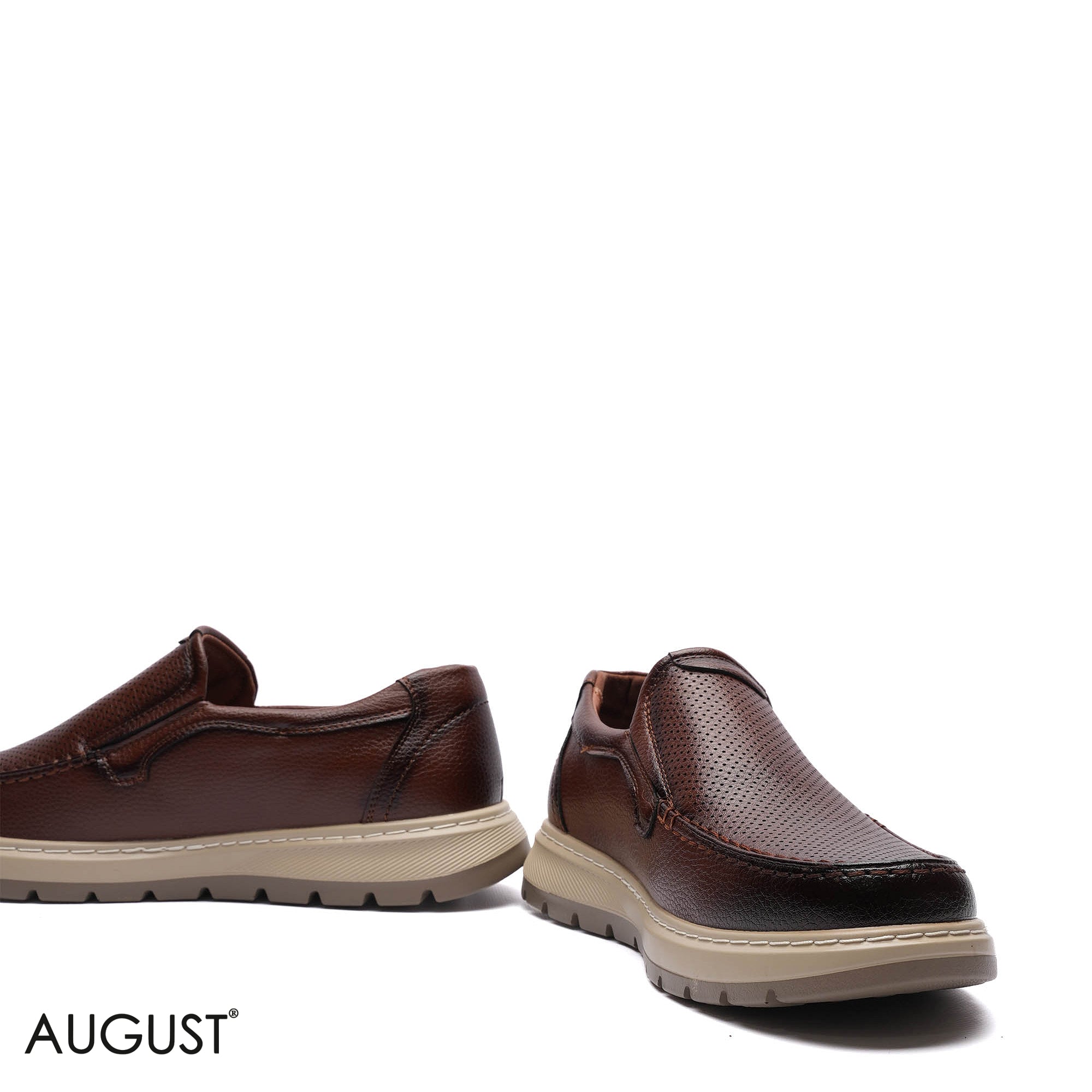 Premium Leather Perforated Slip-Ons