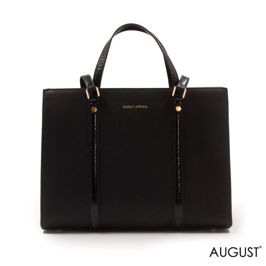 BLACK EMILY LORAN HANDBAG WITH BLACK LEATHER TRIM -LARGE