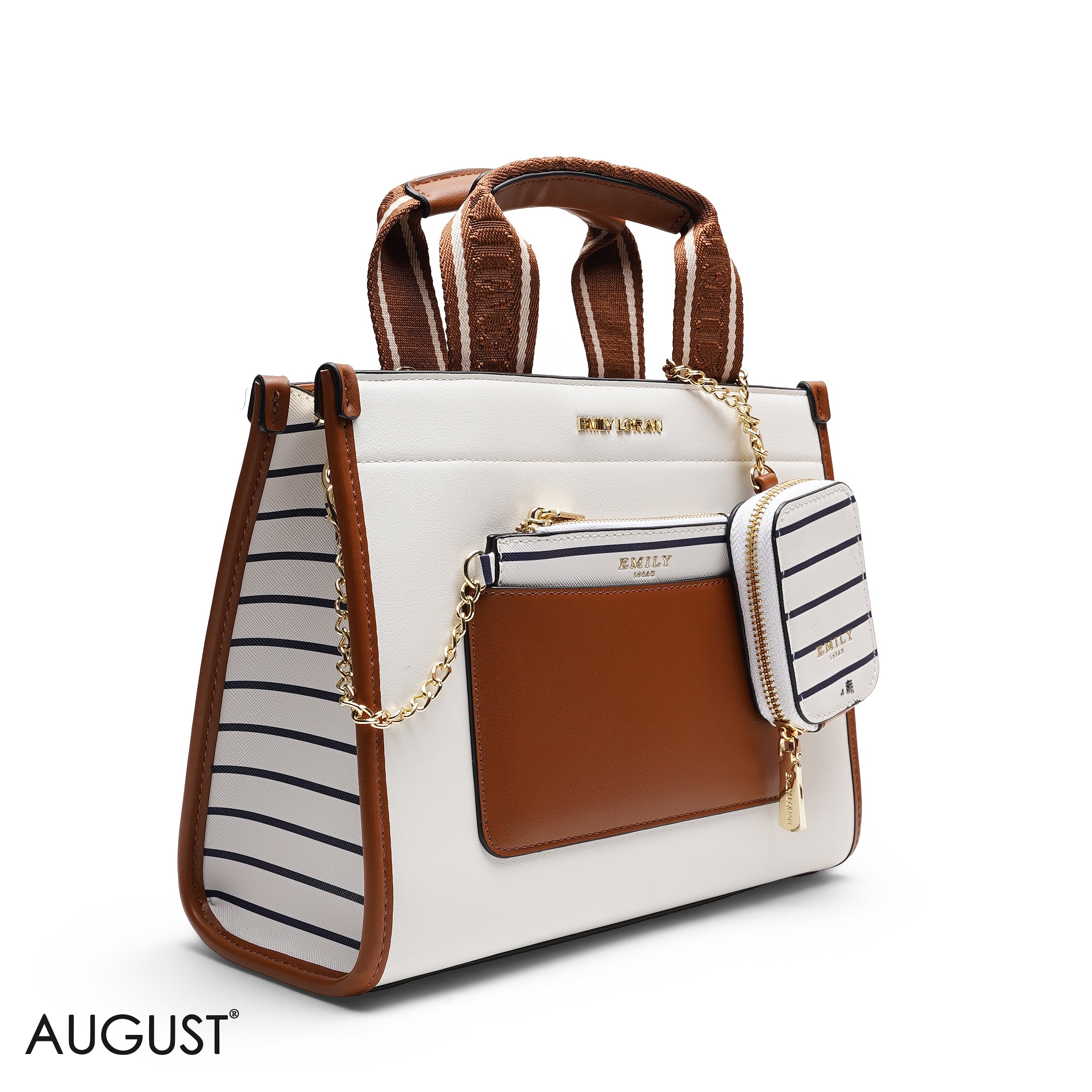 STRIPED MULTI-POUCH TOTE BAG SET