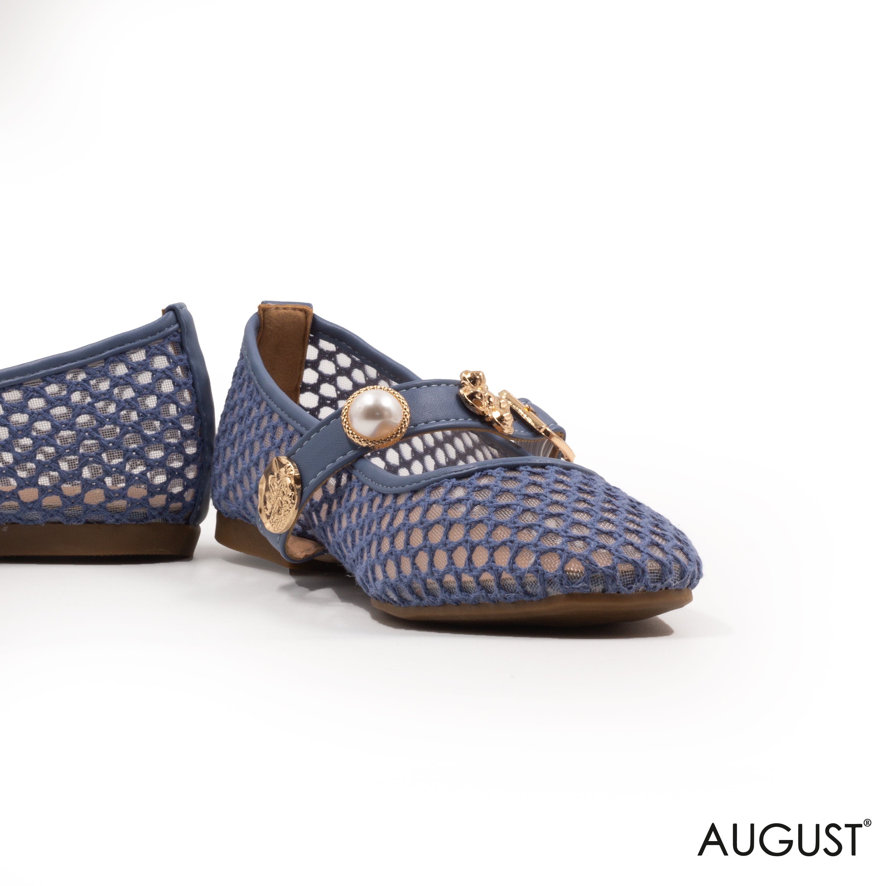 MESH BALLET FLAT WITH SLIDES SEASHELL EMBELLISHMENTSh