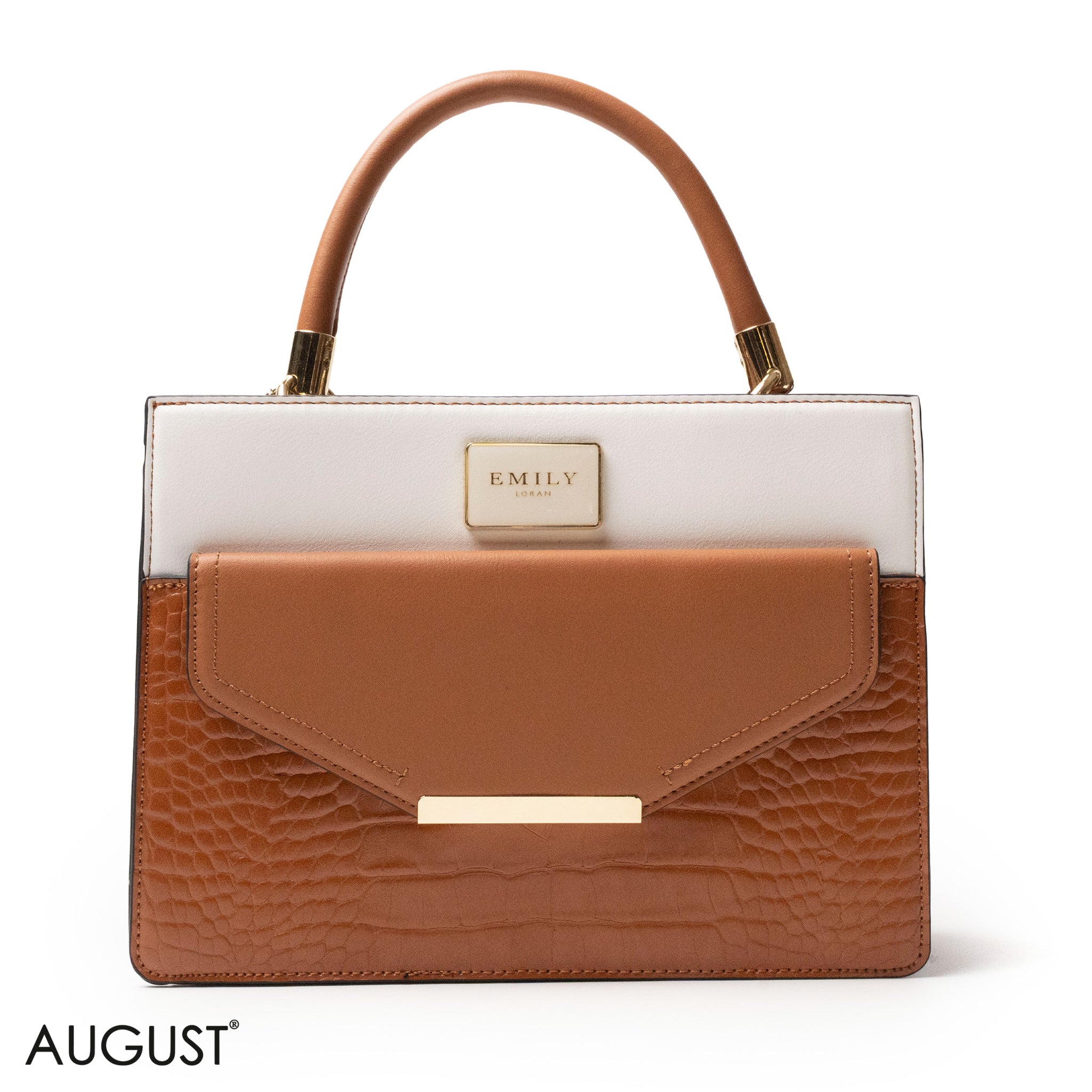 CROC LEATHER HANDBAG WITH FLAP - MED