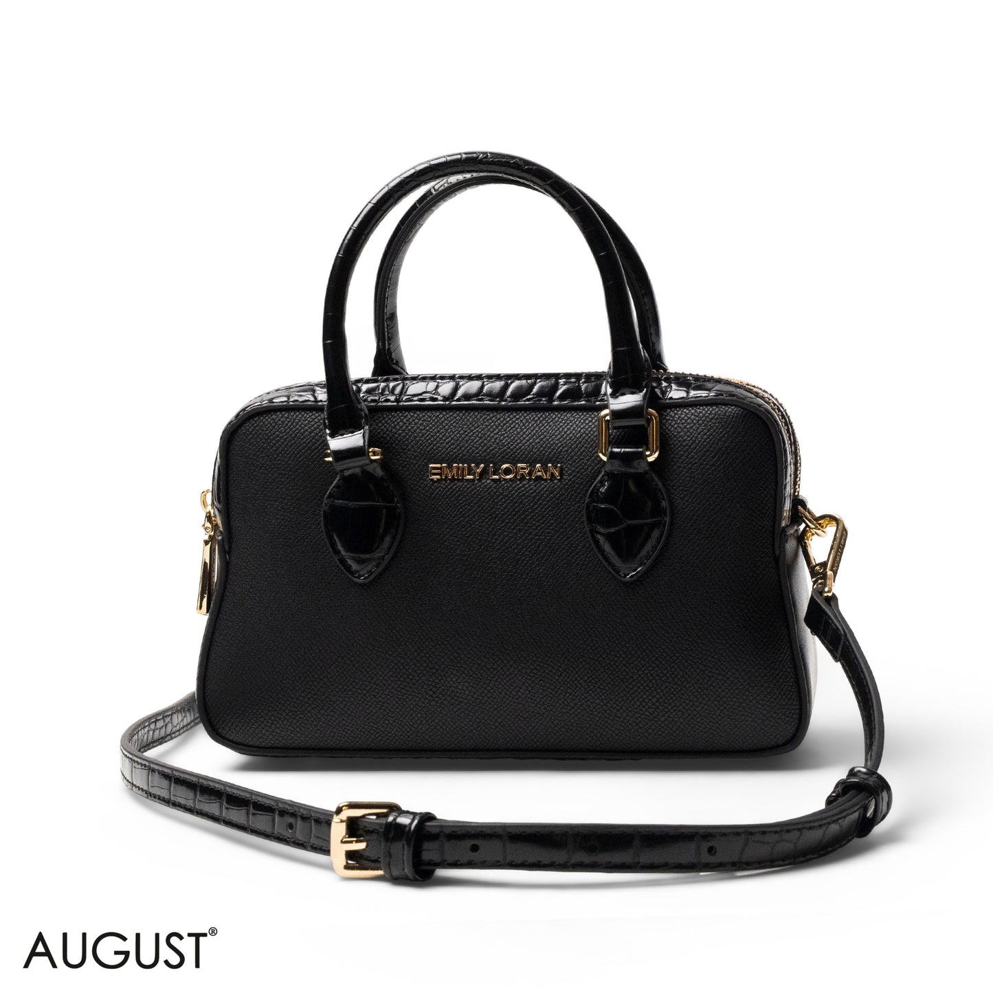 LEATHER HANDBAG WITH MINI WALLET LEOPARD-SMALL