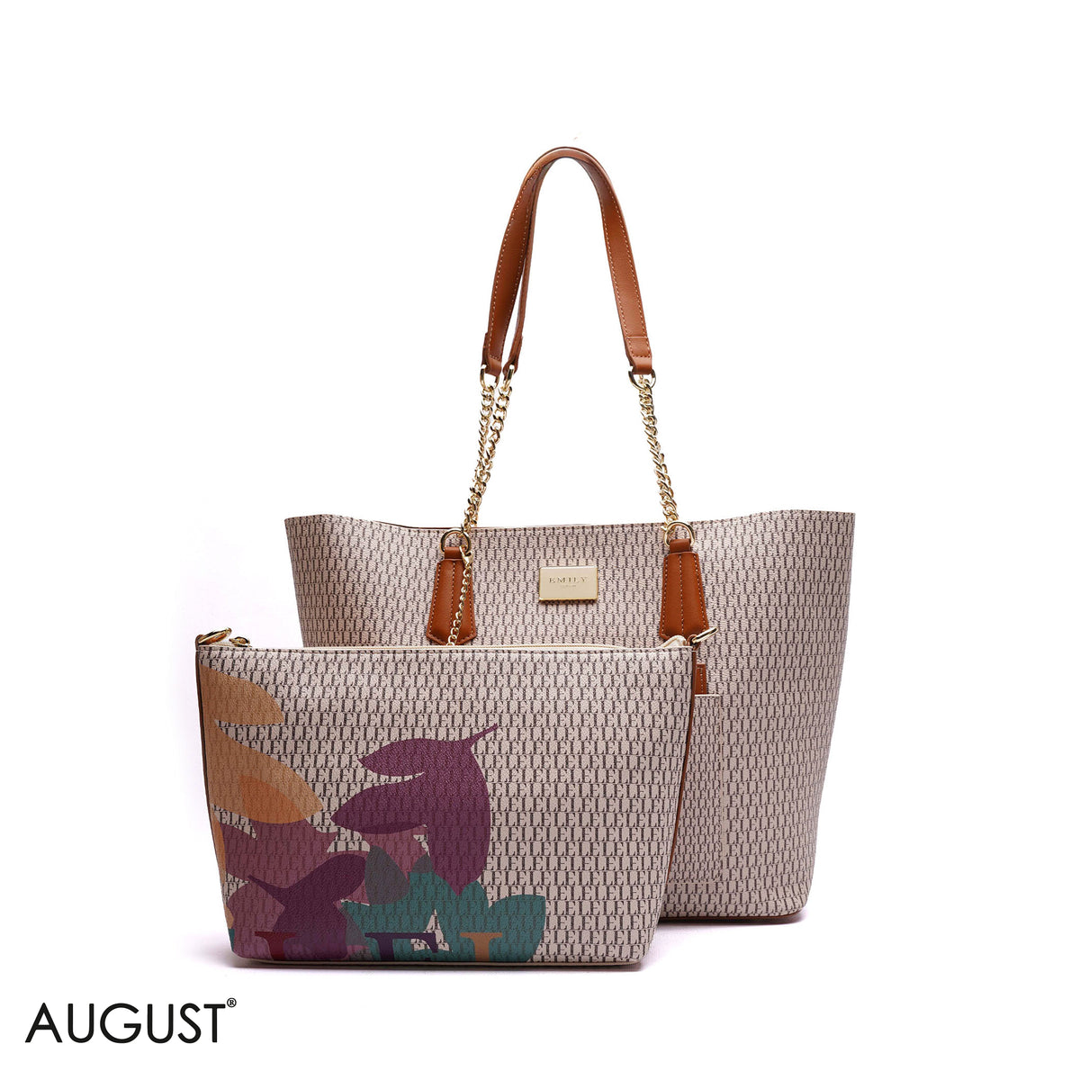 MONOGRAM SHOULDER BAG WITH PRINTED POUCH