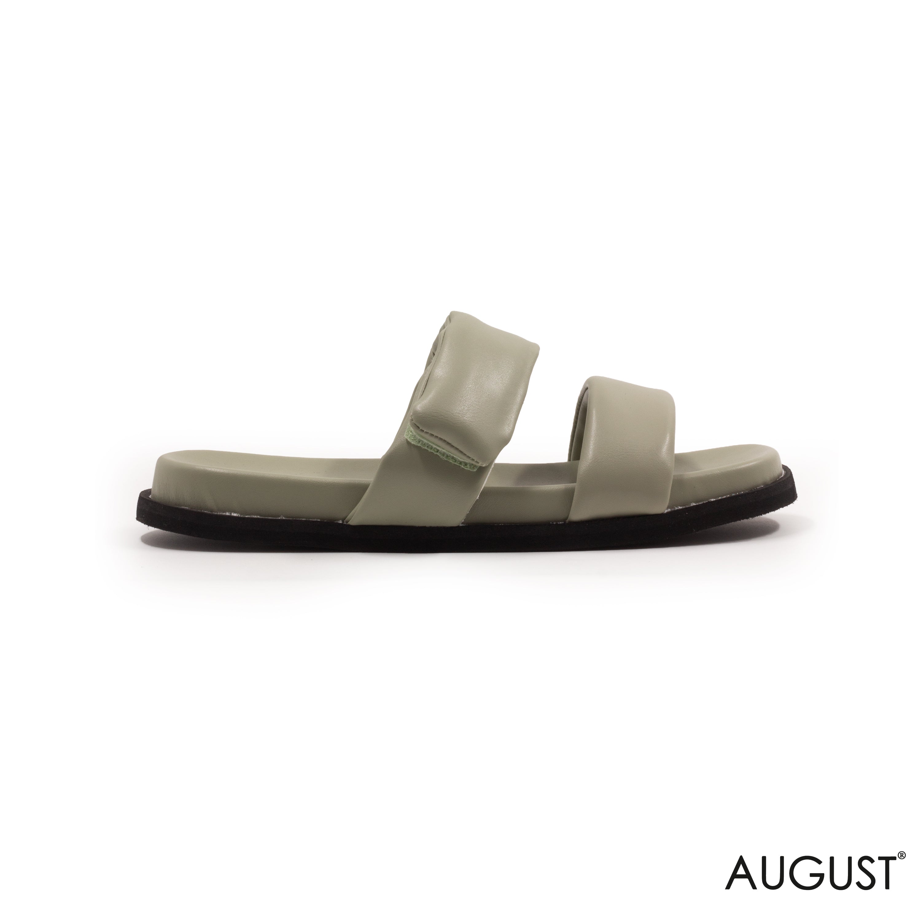 MATTE LIGHT GREEN LEATHER SLIPPERS