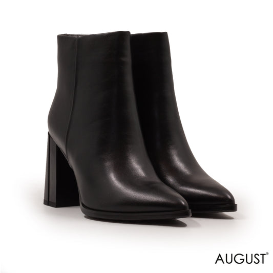 HIGH-HEEL LEATHER ANKLE BOOTS