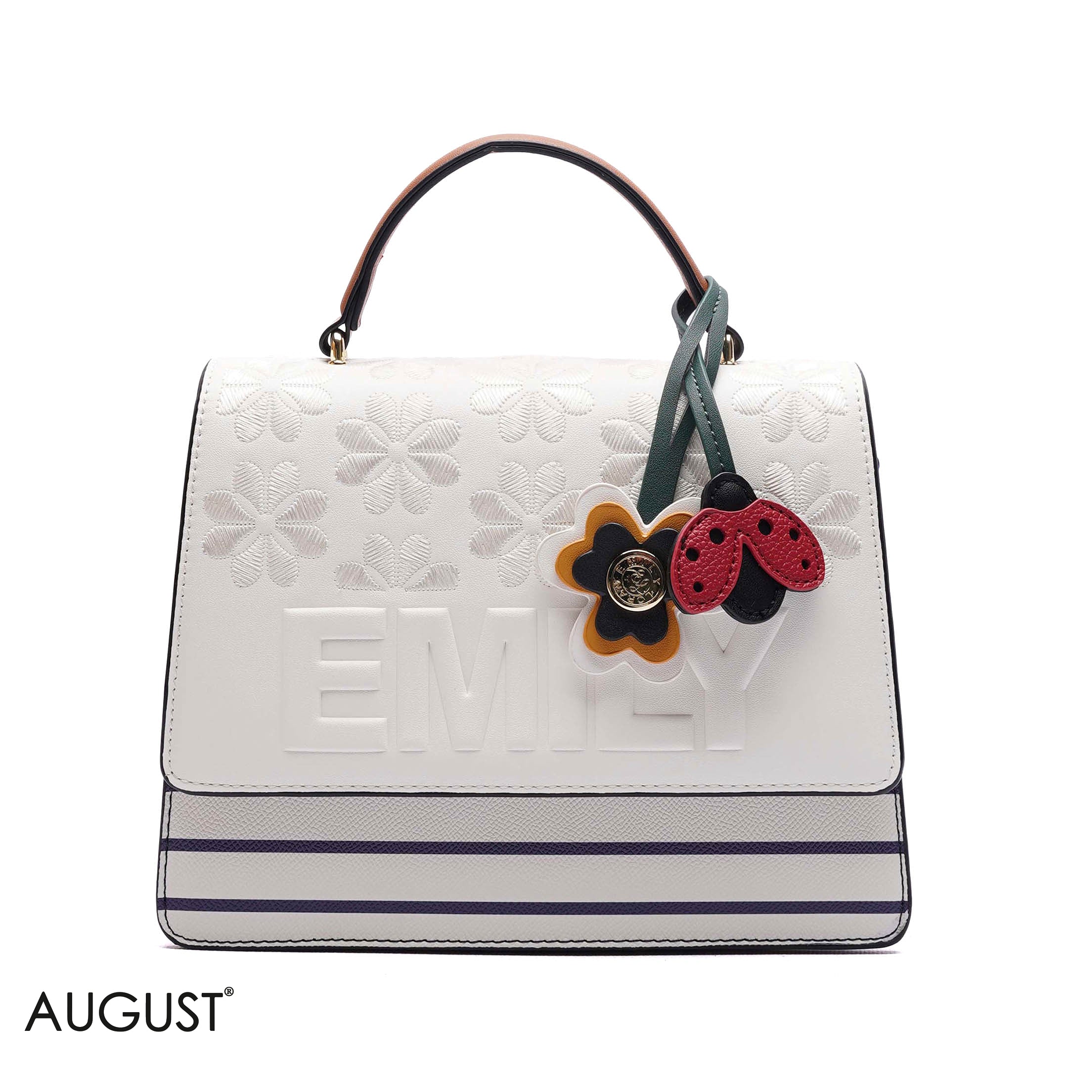EMBOSSED FLORAL TOP-HANDLE SATCHEL BAG