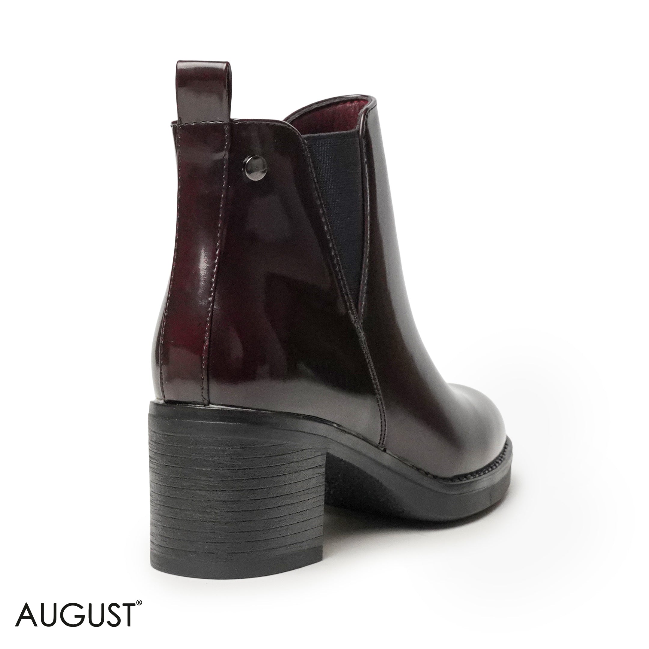 GLOSSY LEATHER HEELED BOOTS WITH SIDE ZIPPER