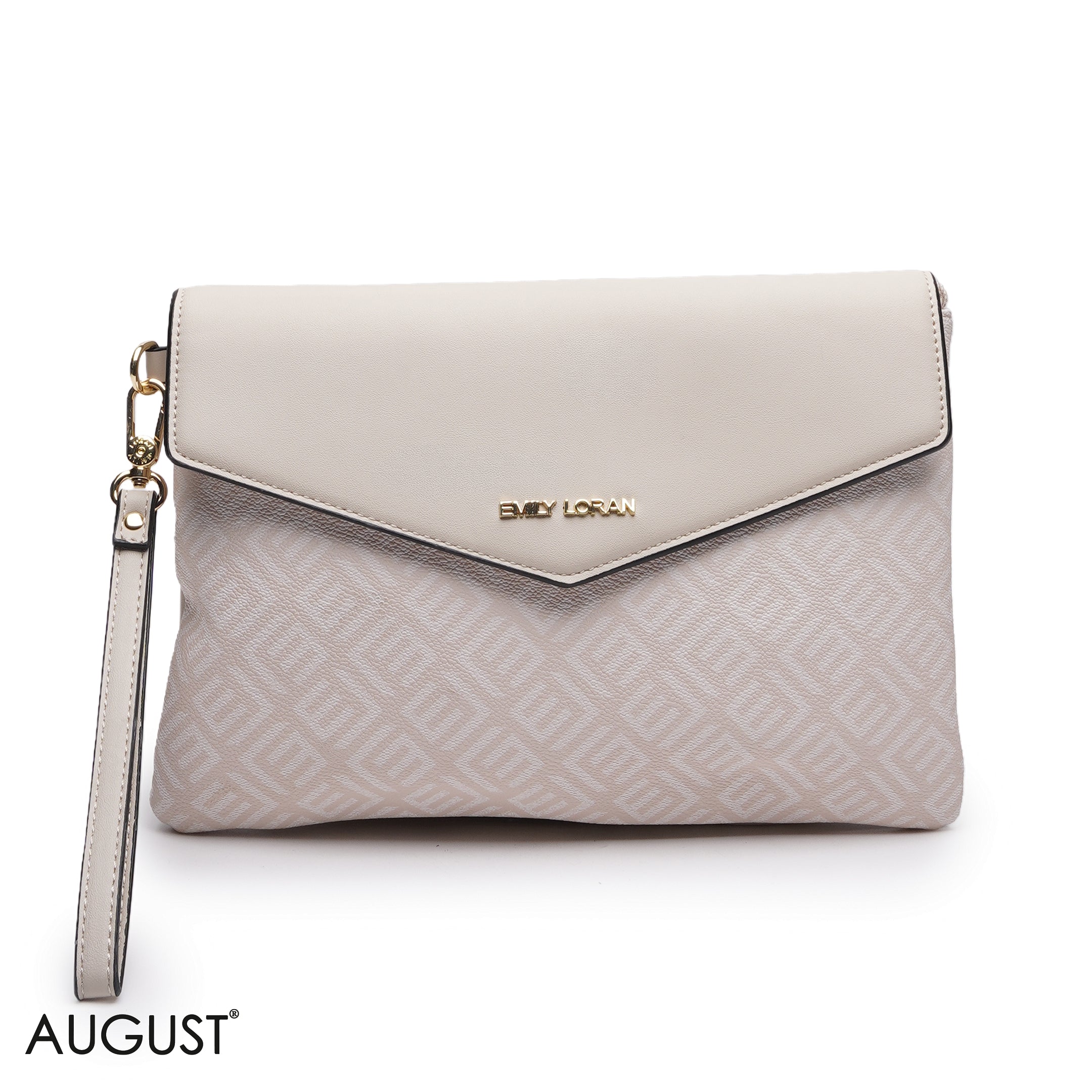BEIGE MONOGRAM PRINT THREE PIECE MATCHING BAG SET