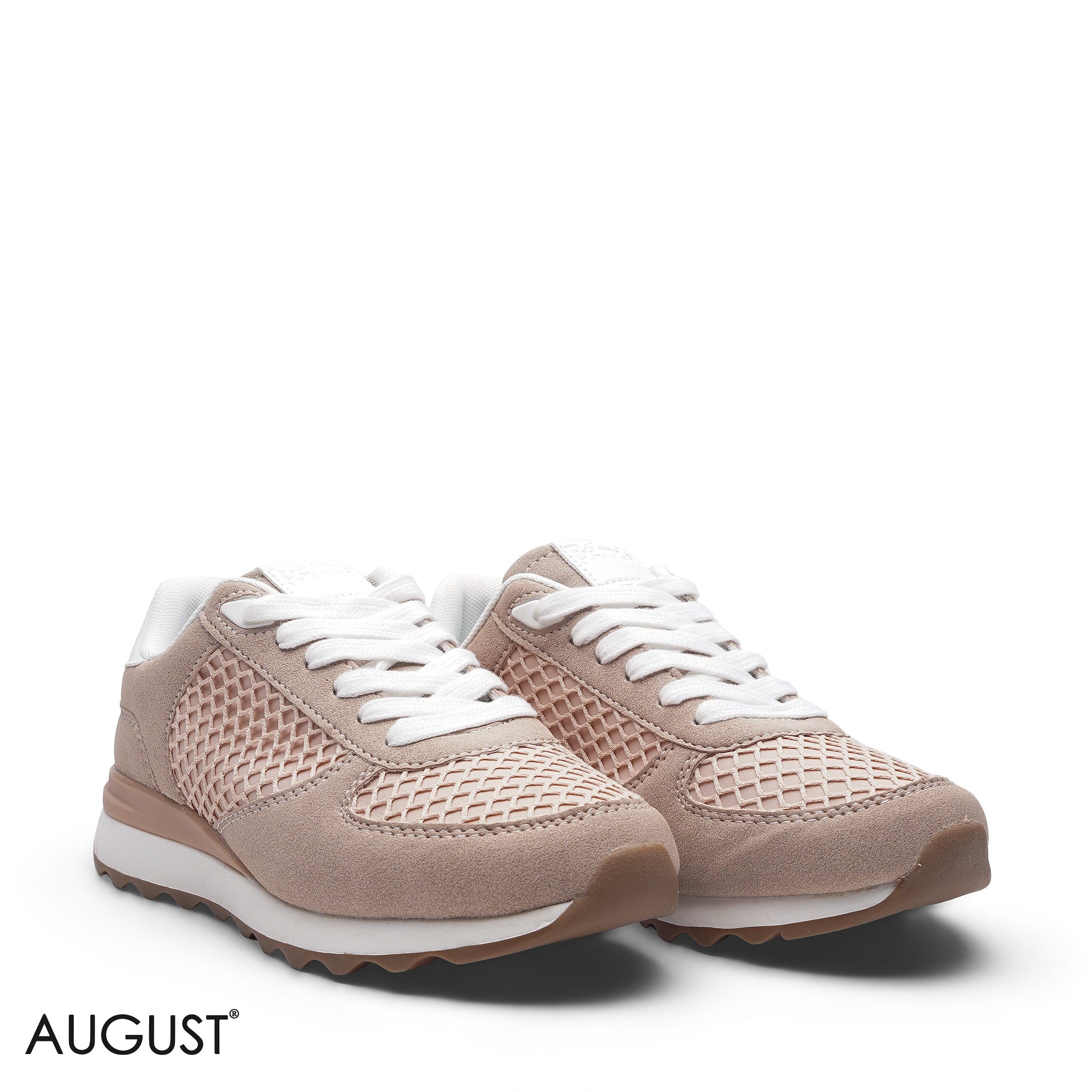 ELEGANT ROSE GOLD SUEDE MESH SNEAKER