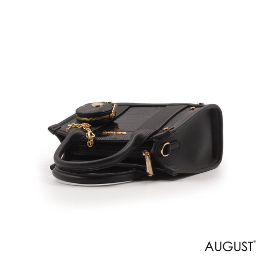 LEATHER HANDBAG WITH SMOOTH CROC DETAILS- SMALL