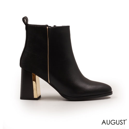 BLOCK HEEL LEATHER ANKLE BOOTS