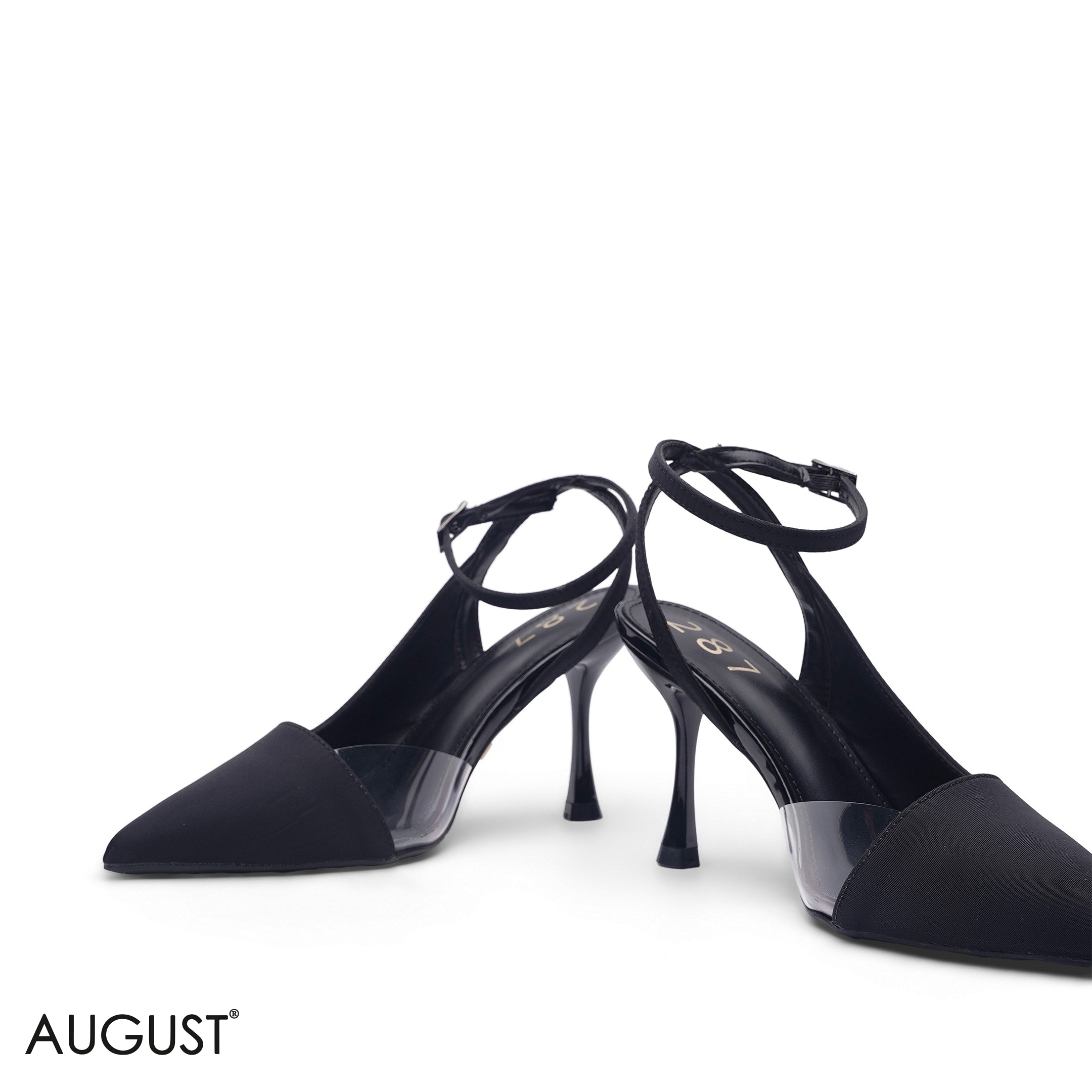 ELEGANT BLACK POINTED-TOE SLINGBACK HIGH HEELS
