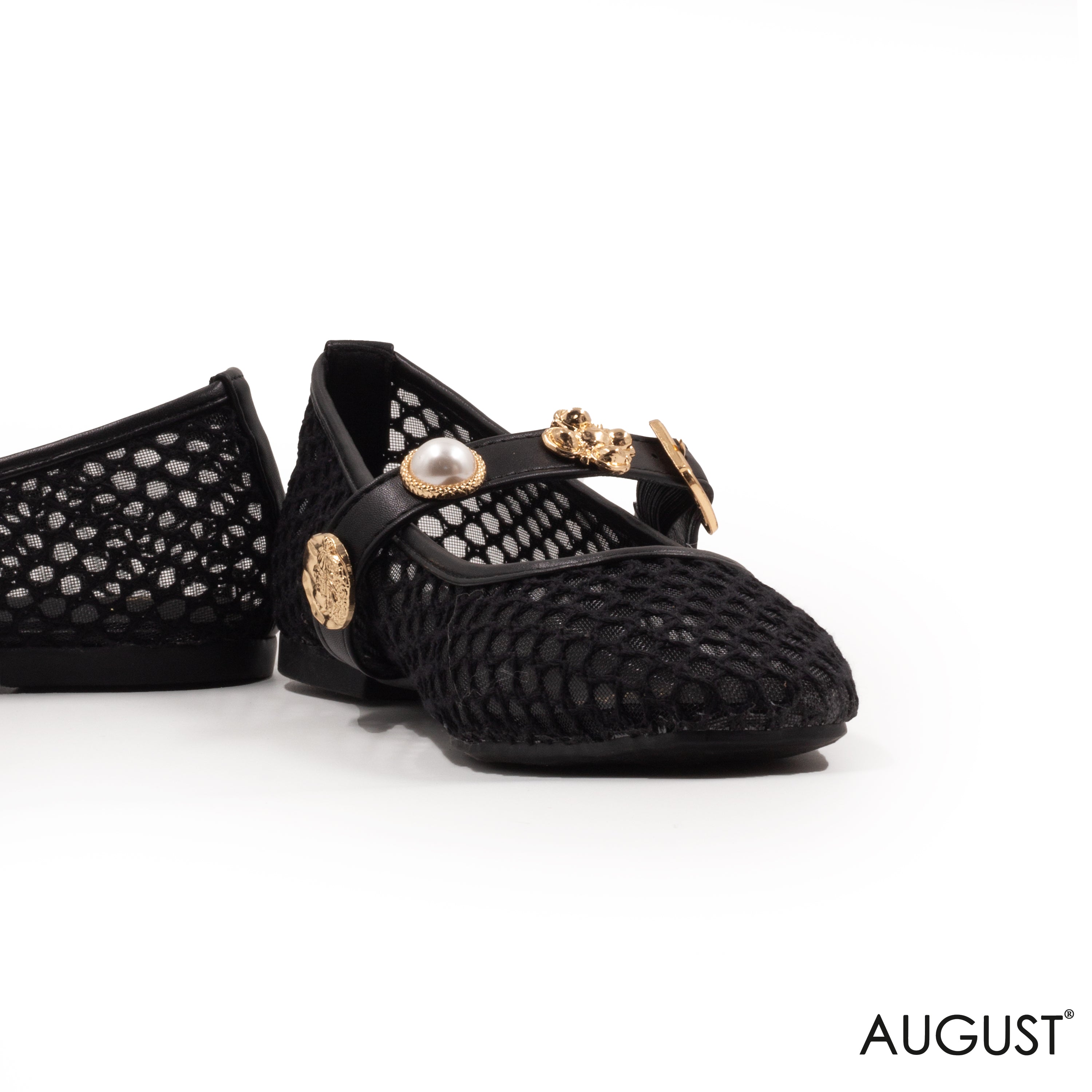 MESH BALLET FLAT WITH SLIDES SEASHELL EMBELLISHMENTS