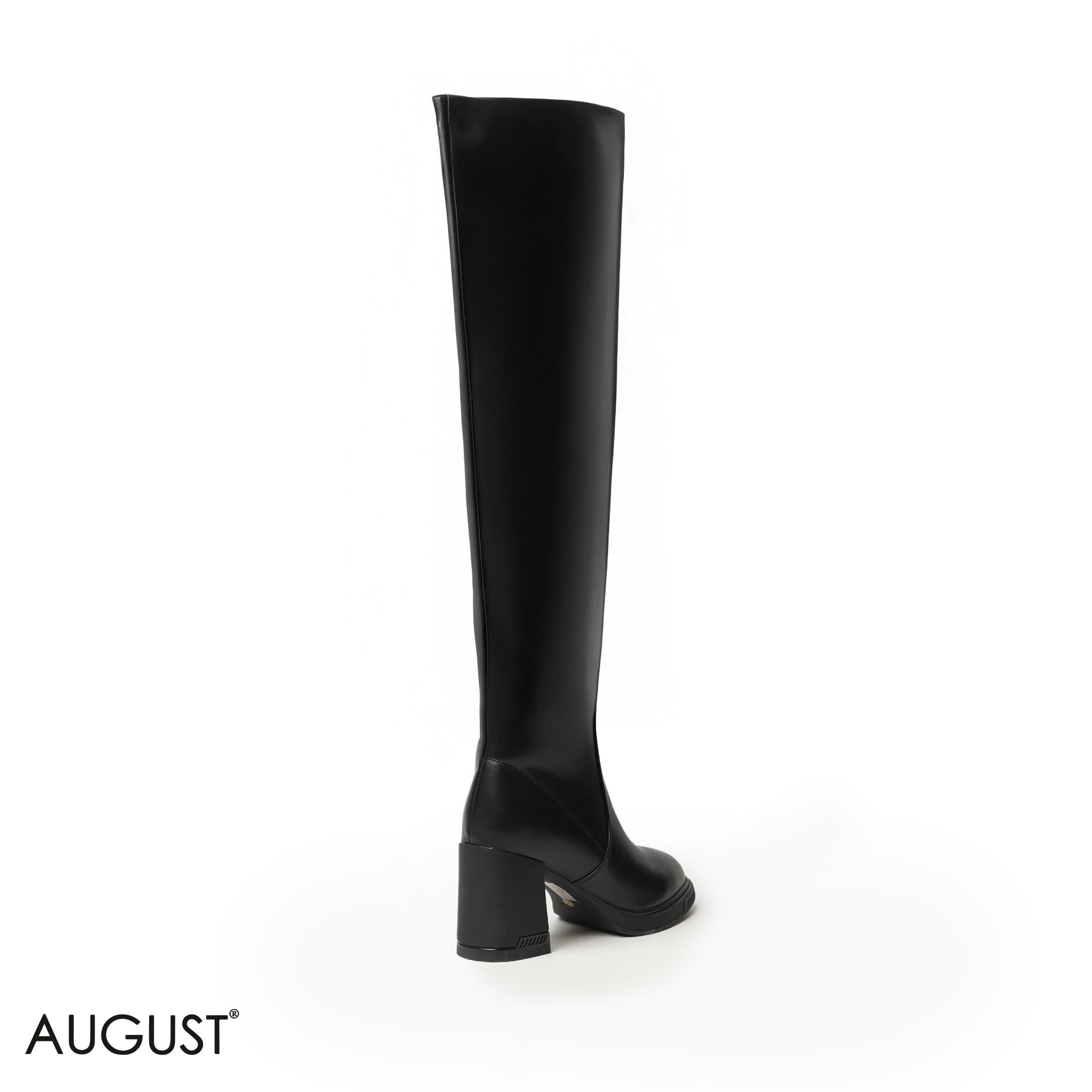 SHINY LEATHER KNEE-HIGH HEELED BOOTS