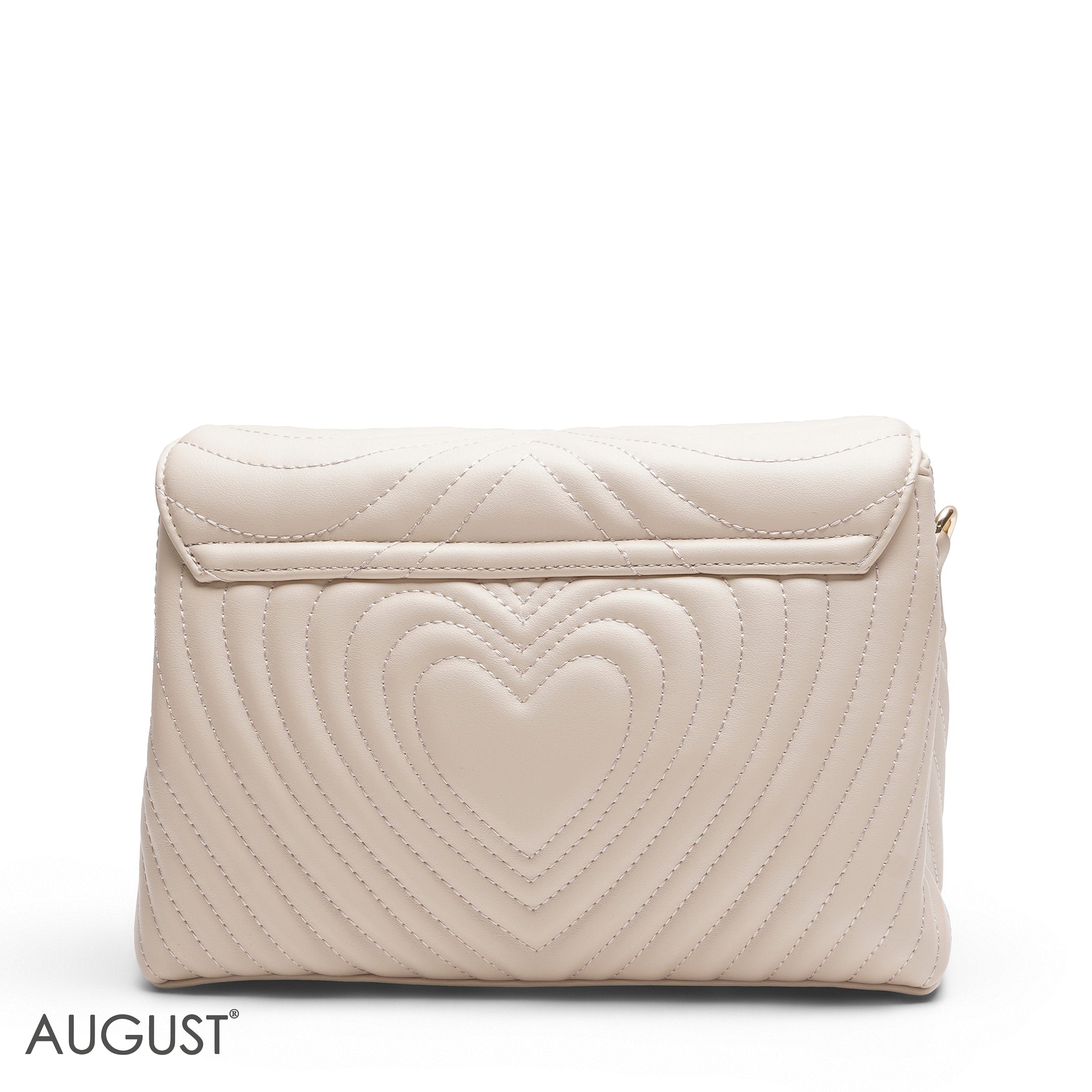 BEIGE EMILY EMBOSSED LOGO TRAPEZE BAG - MED