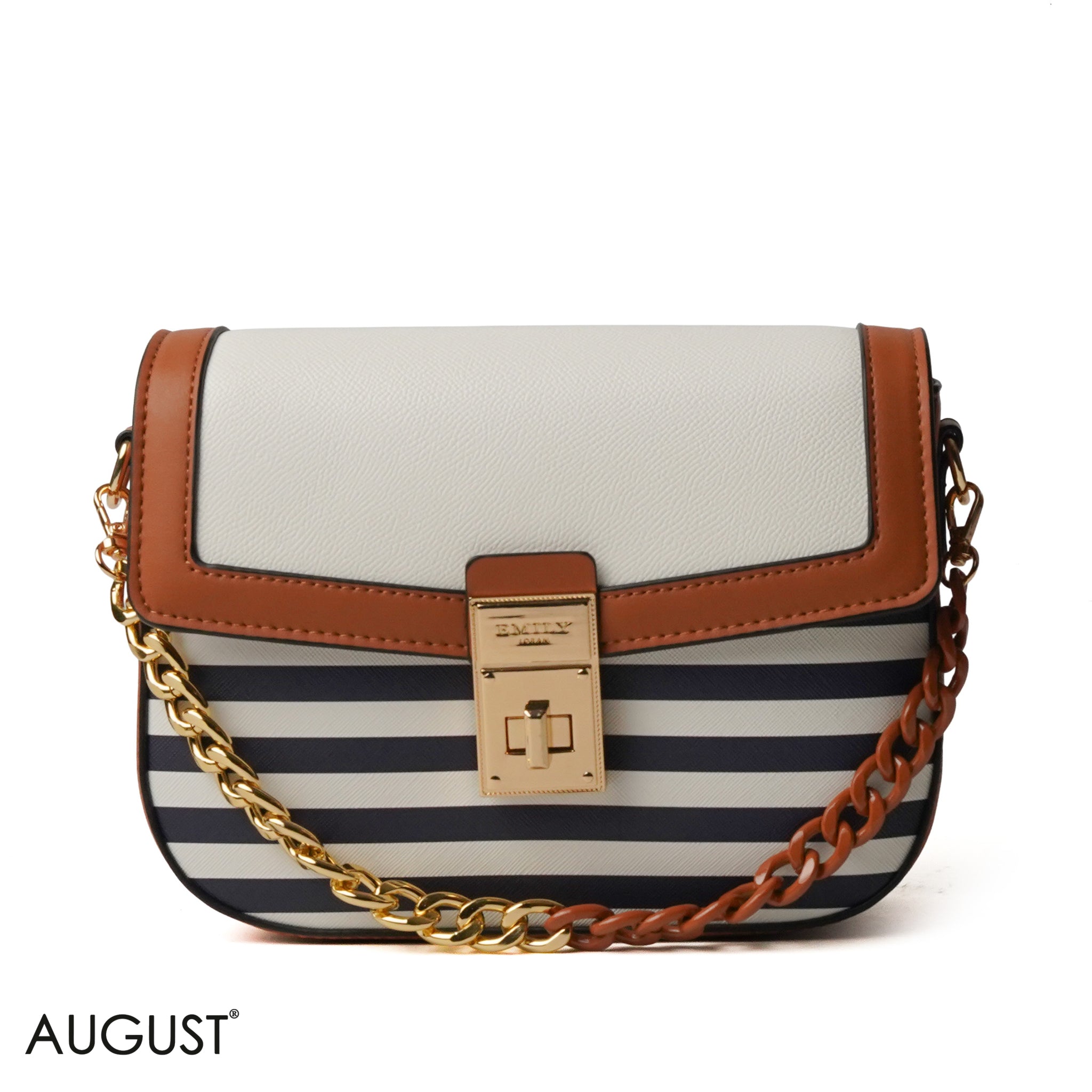 STRIPED CROSS BAG WITH CLASSIC LEATHER - SMALL