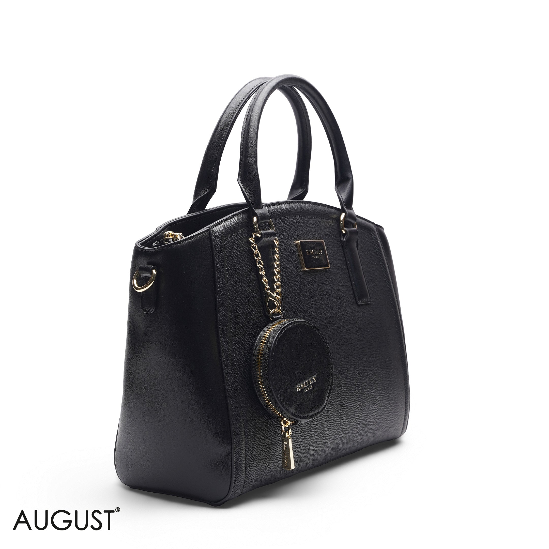 BLACK TOTE BAG WITH WALLET - LARGE