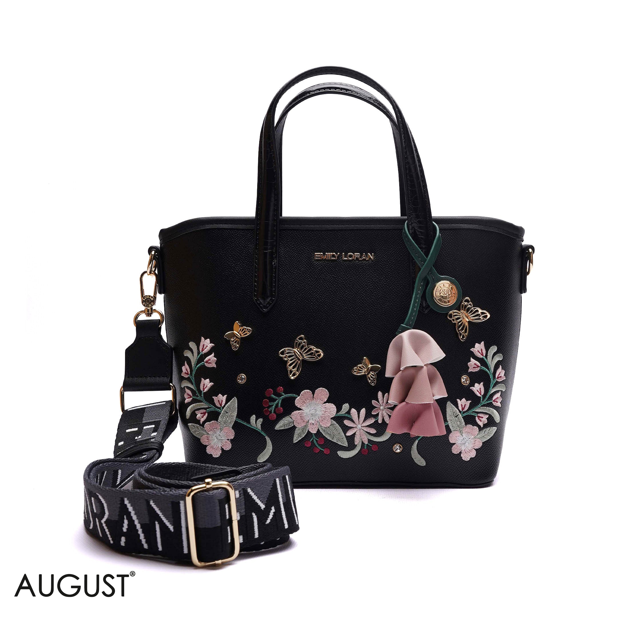 EMBROIDERED FLORAL HANDBAG