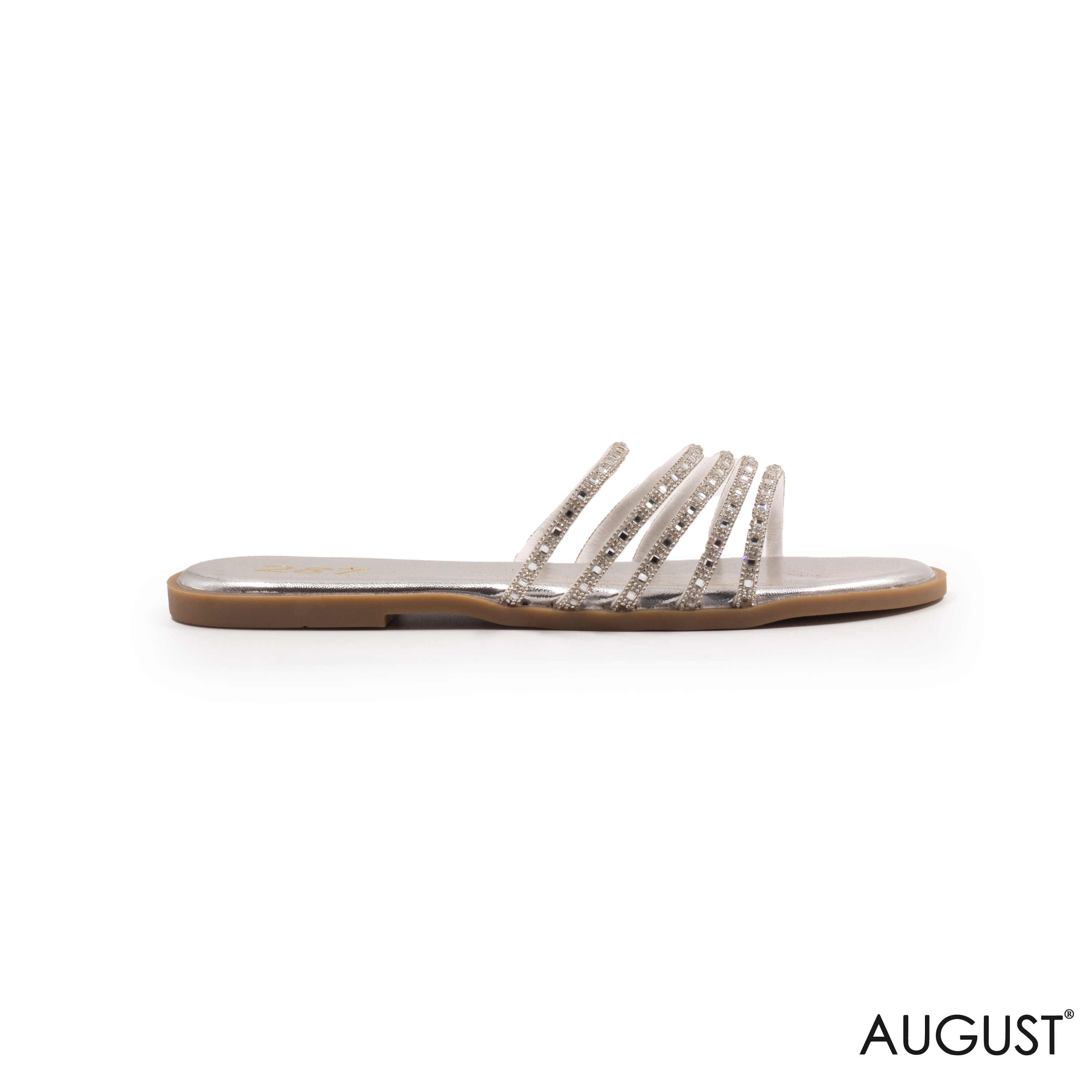 STRAPS RHINESTONE EMBELLISHMENTS WITH FLAT SLIPPERS