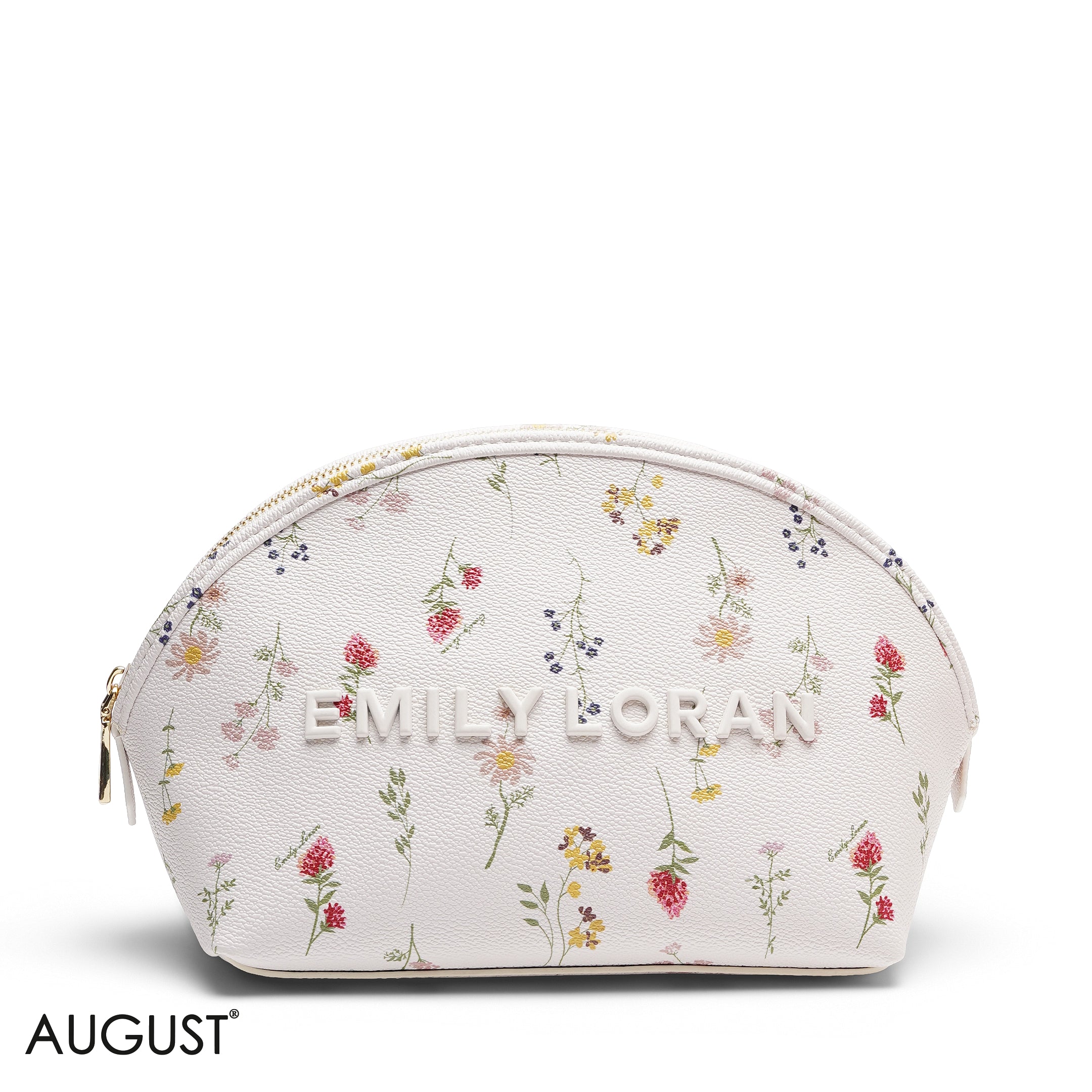 CHIC FLORAL MAKEUP BAG WITH EMBOSSED LOGO