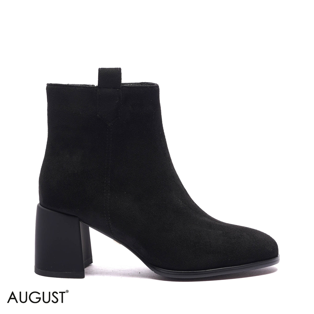 SIDE-ZIP SUEDE BLOCK HEEL BOOTS