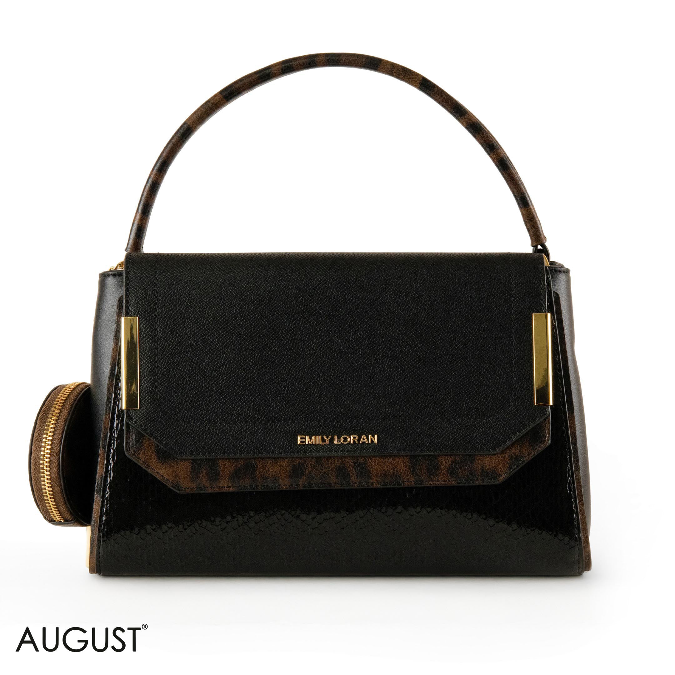 SMOOTH LEATHER HANDBAG WITH DETAIL SNAKE METALLIC - MED