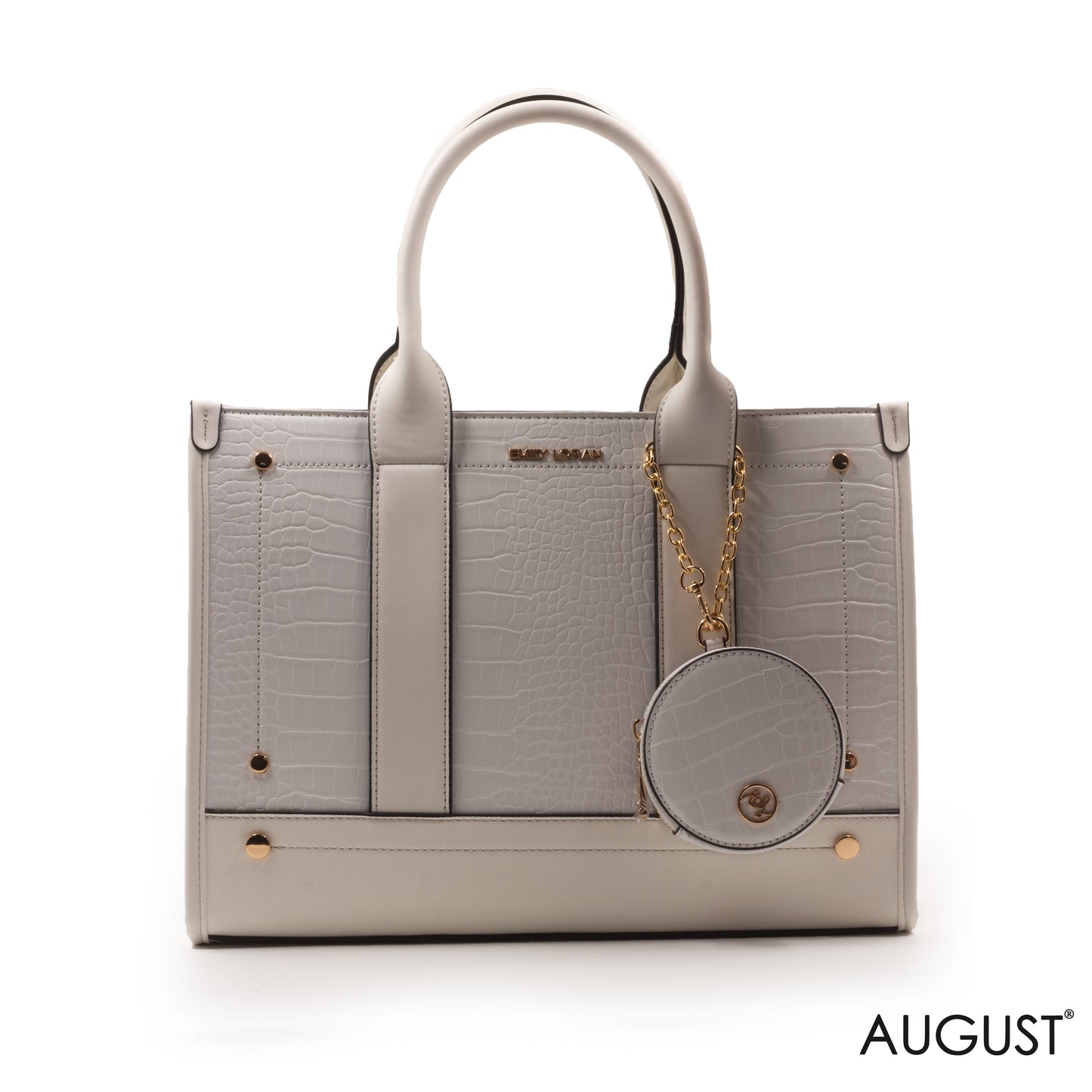 LEATHER HANDBAG WITH SMOOTH CROC DETAILS -LARGE