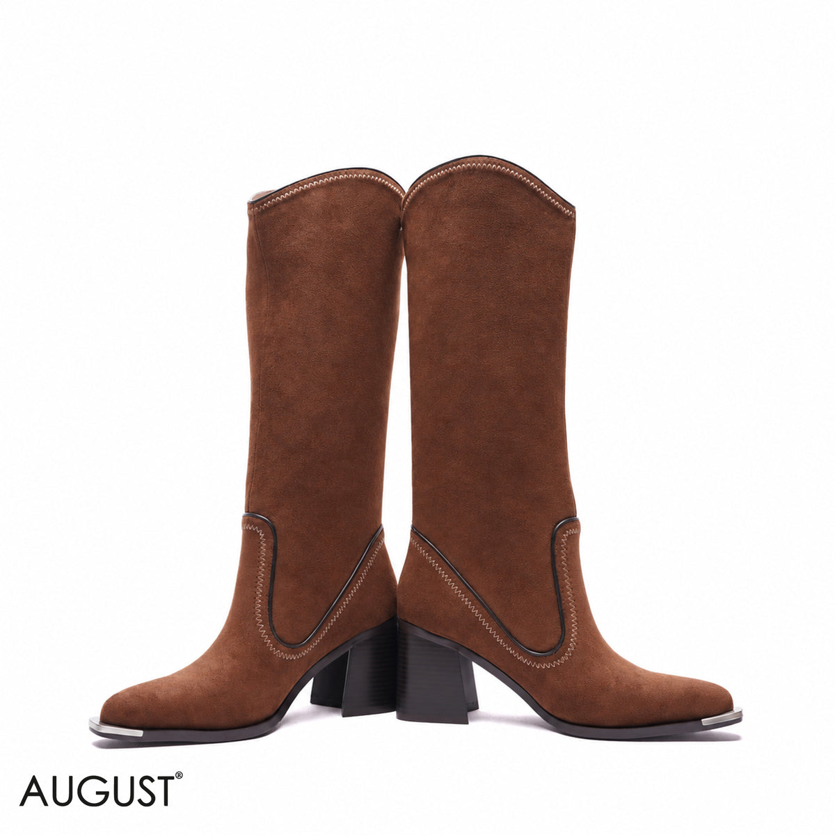 METALLIC-TIP SUEDE COWBOY BOOTS