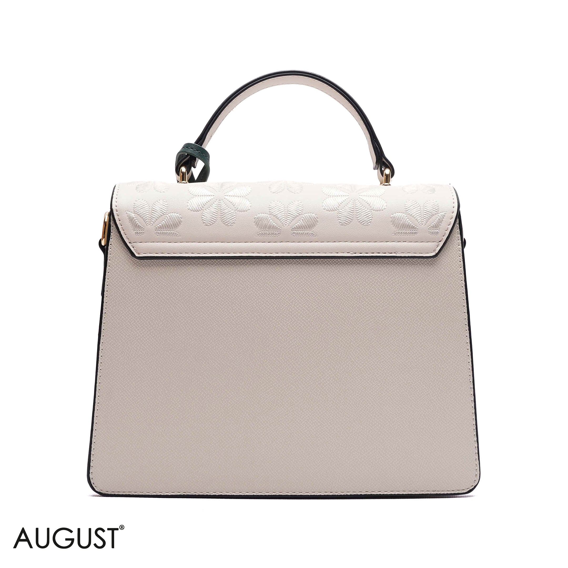 EMBOSSED FLORAL TOP-HANDLE SATCHEL BAG