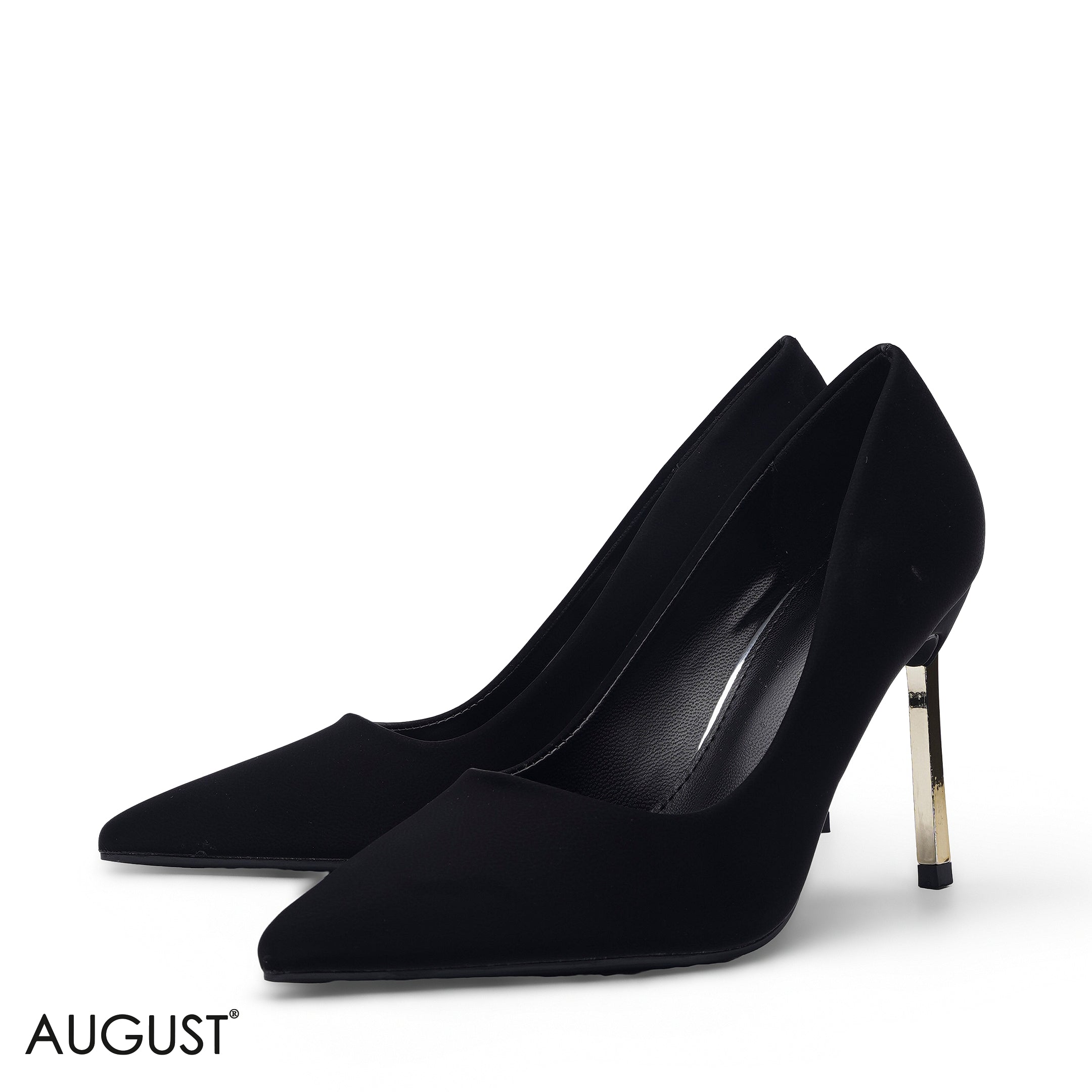 ELEGANT BLACK METALLIC HIGH HEELS