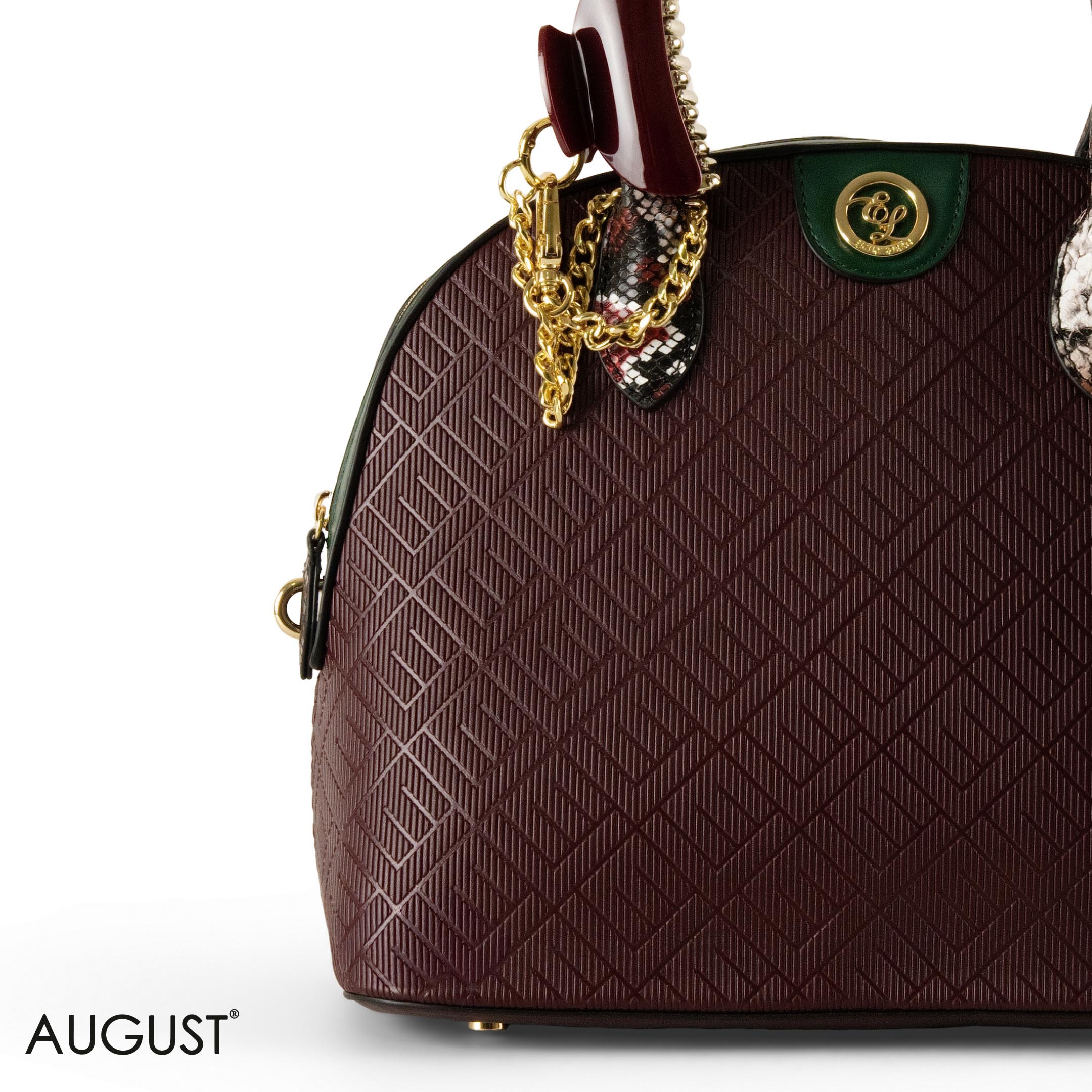 EMILY LORAN EMBOSSED LEATHER HANDBAG WITH ACCESSORIES - LARGE