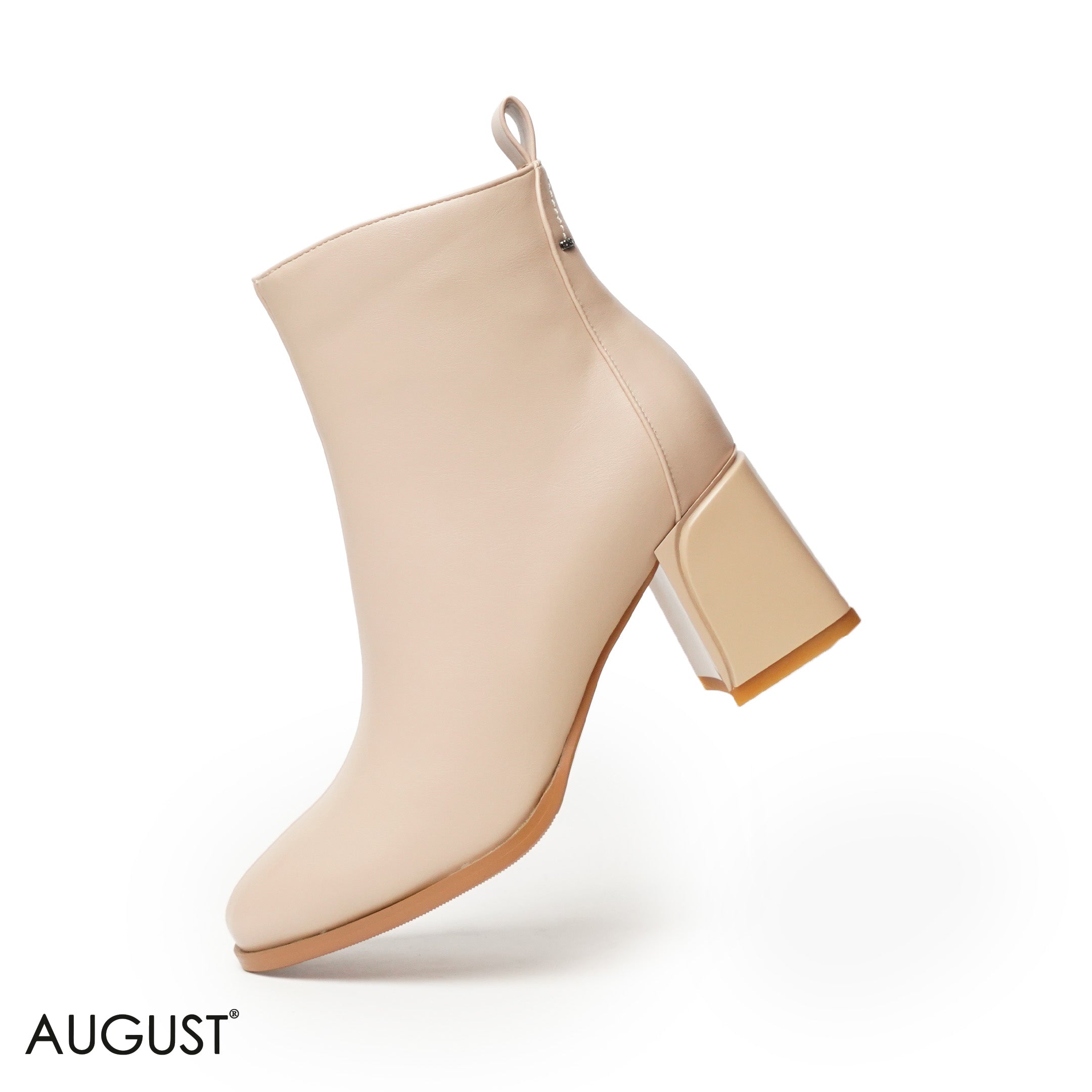 SMOOTH LEATHER HEELED BOOTS WITH SIDE ZIPPER