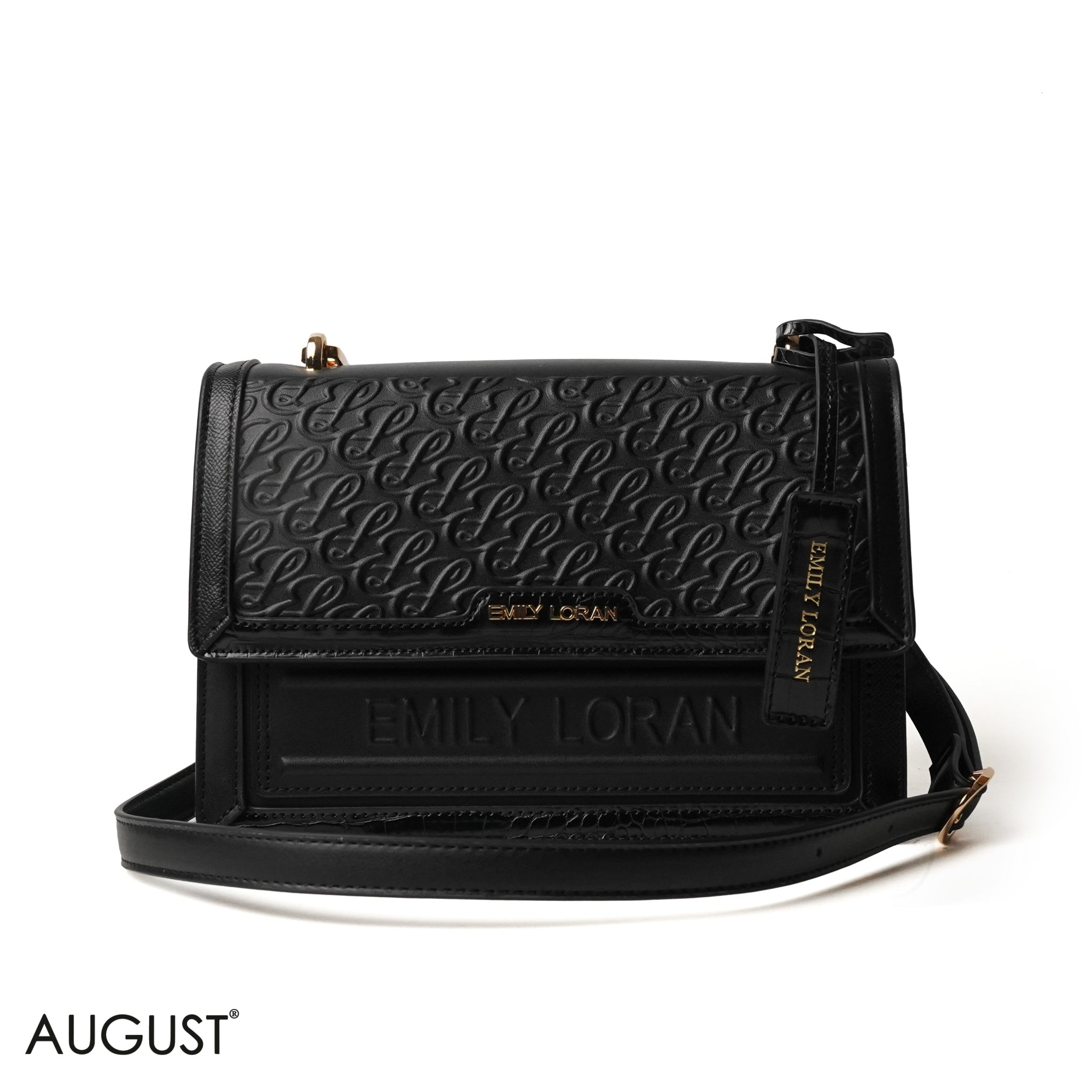 BLACK CROSS BAG EMILY LOGO - MEDIUM