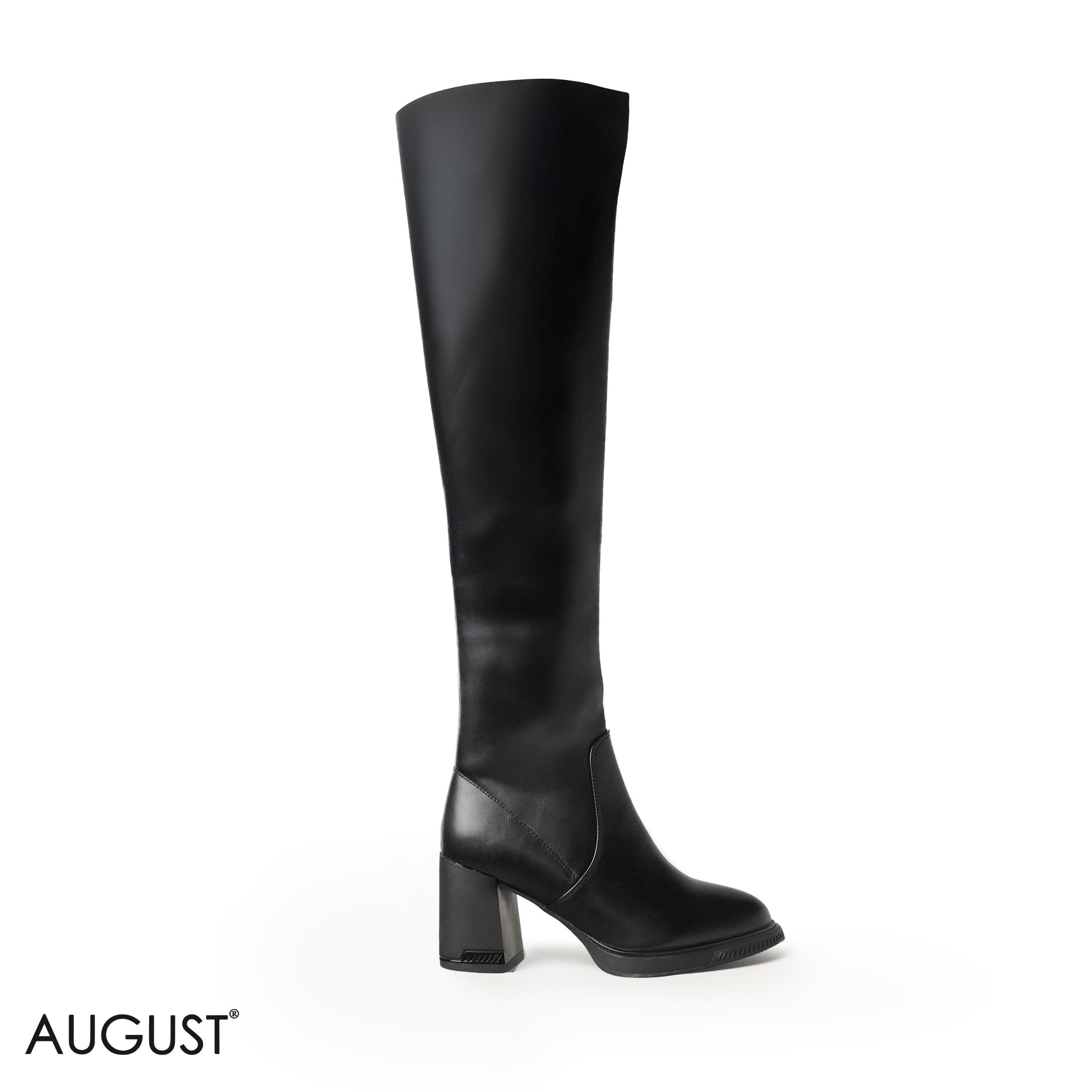 SHINY LEATHER KNEE-HIGH HEELED BOOTS