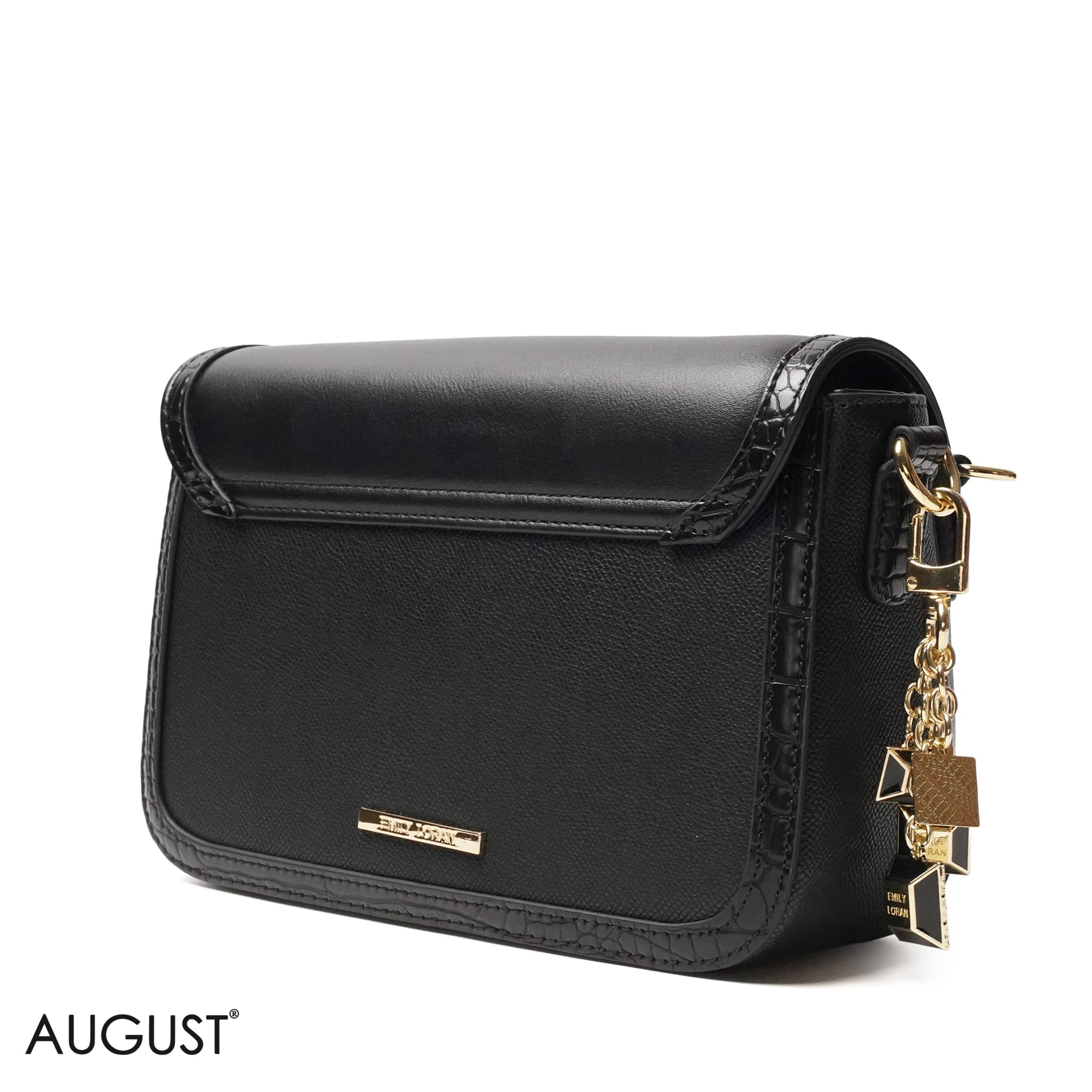 BLACK SMOOTH LEATHER CROSS BODY WITH FLAP - SMALL