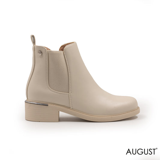 LEATHER BEIGE ANKLE BOOTS