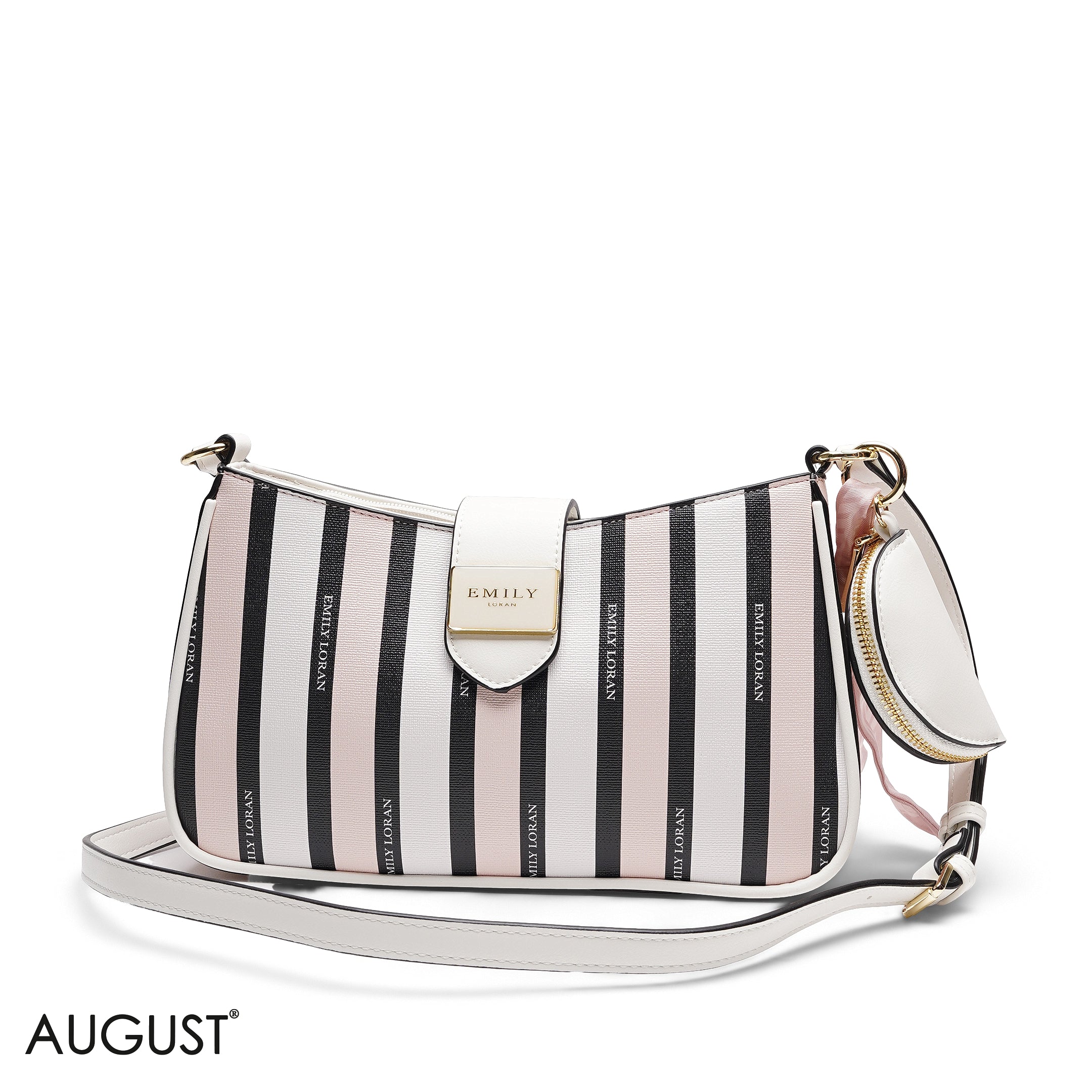 TEXTURED SHOULDER BAG WITH POUCH AND SCARF