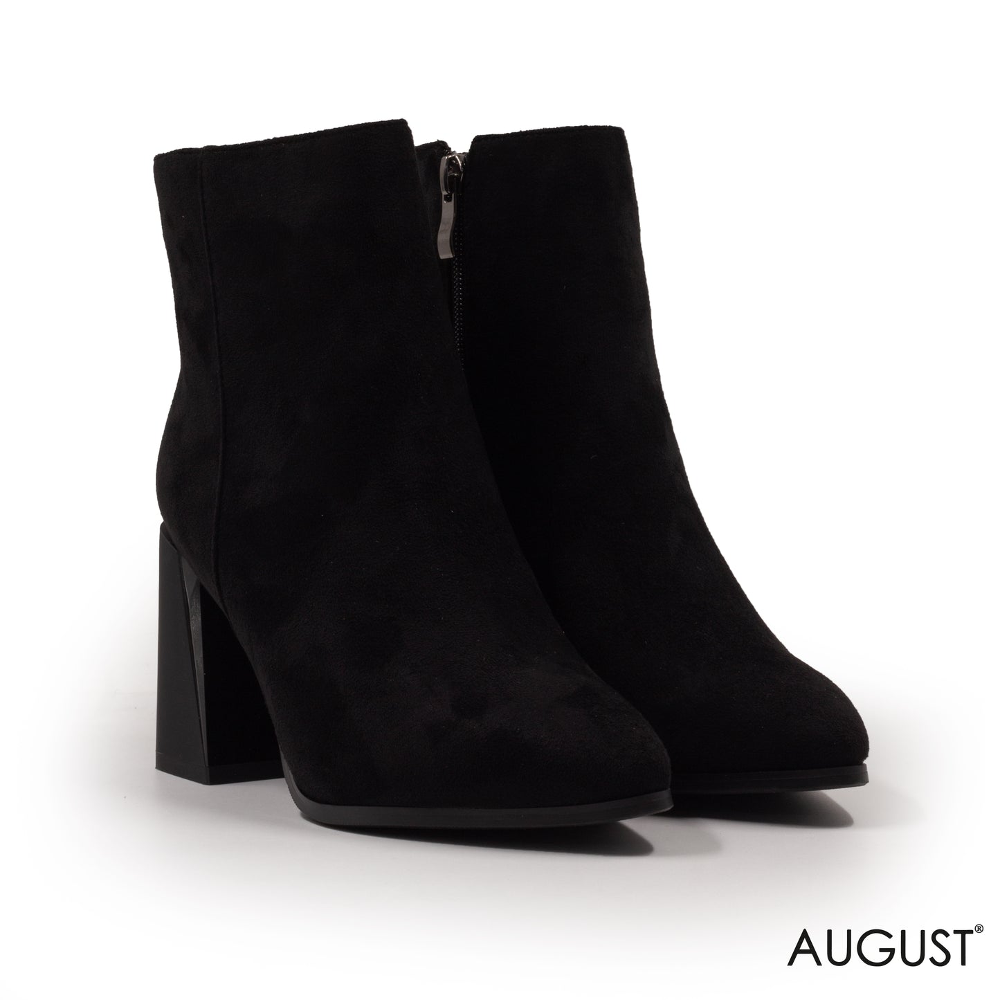 CHAMOIS HIGH-HEEL ANKLE BOOTS