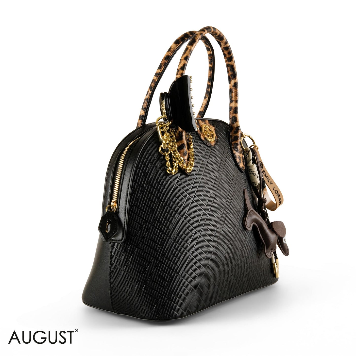 EMILY LORAN EMBOSSED LEATHER HANDBAG WITH ACCESSORIES - LARGE