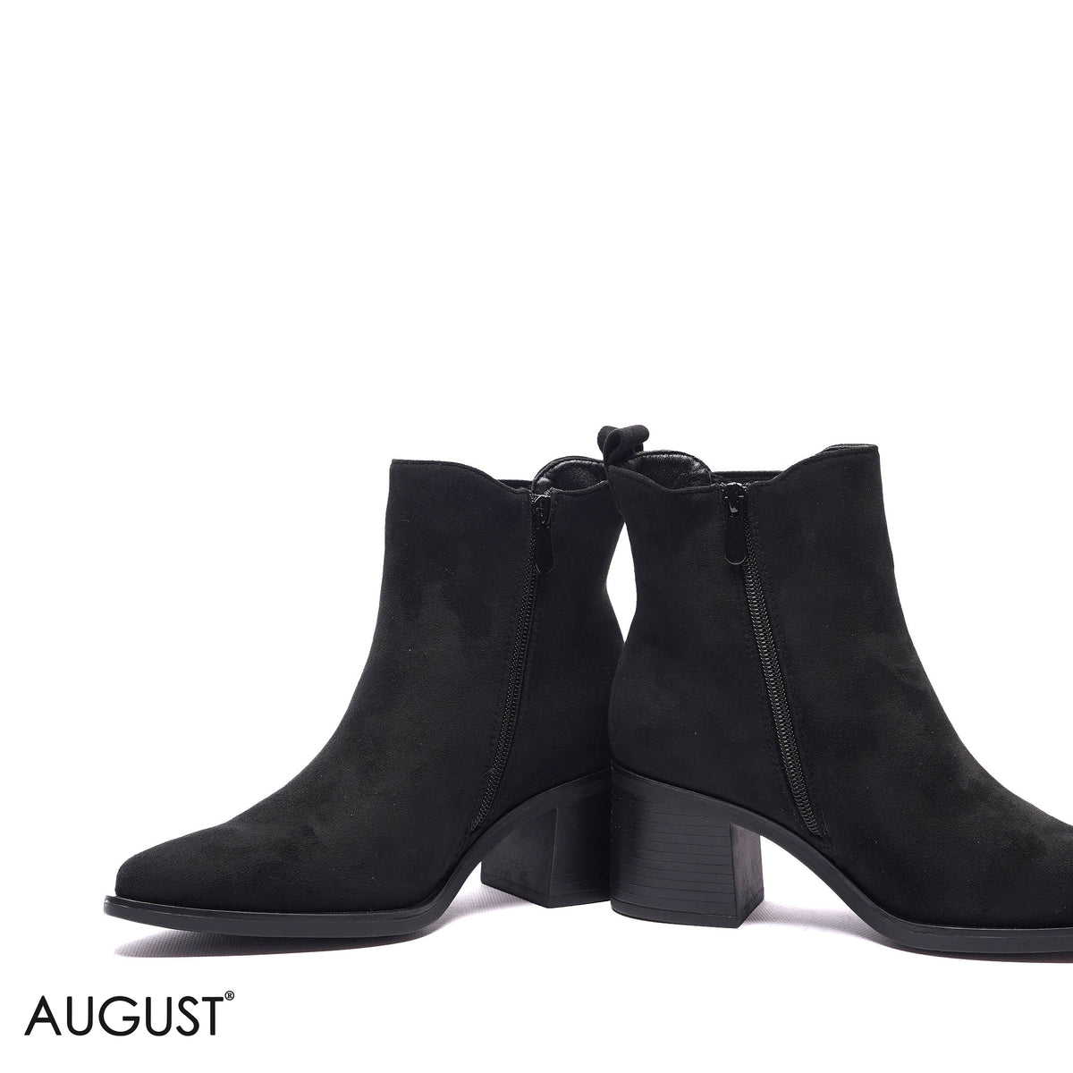 SUEDE GORE-PANEL BLOCK HEEL BOOTS