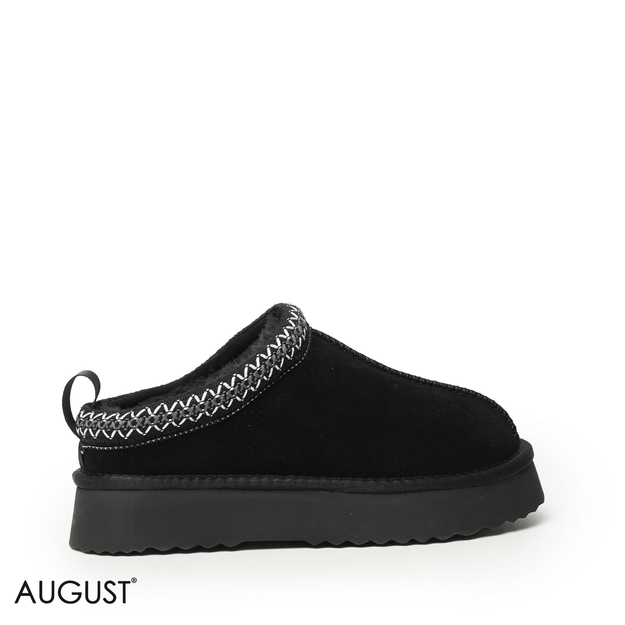 BLACK SUEDE LEATHER UGGS WITH DETAIL TOUCH